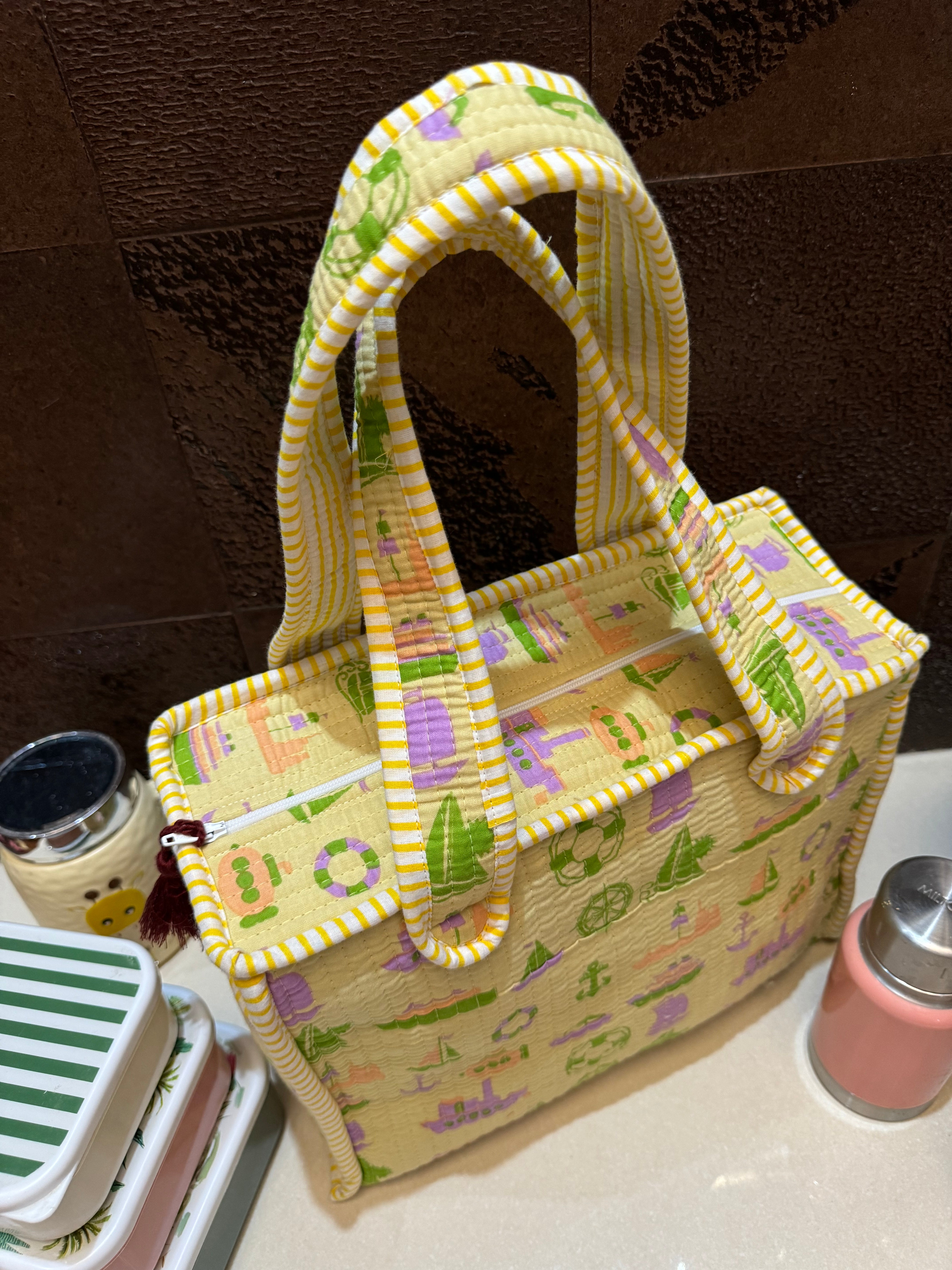 KIDS PRINT MINI TOTE BAG WITH ZIP