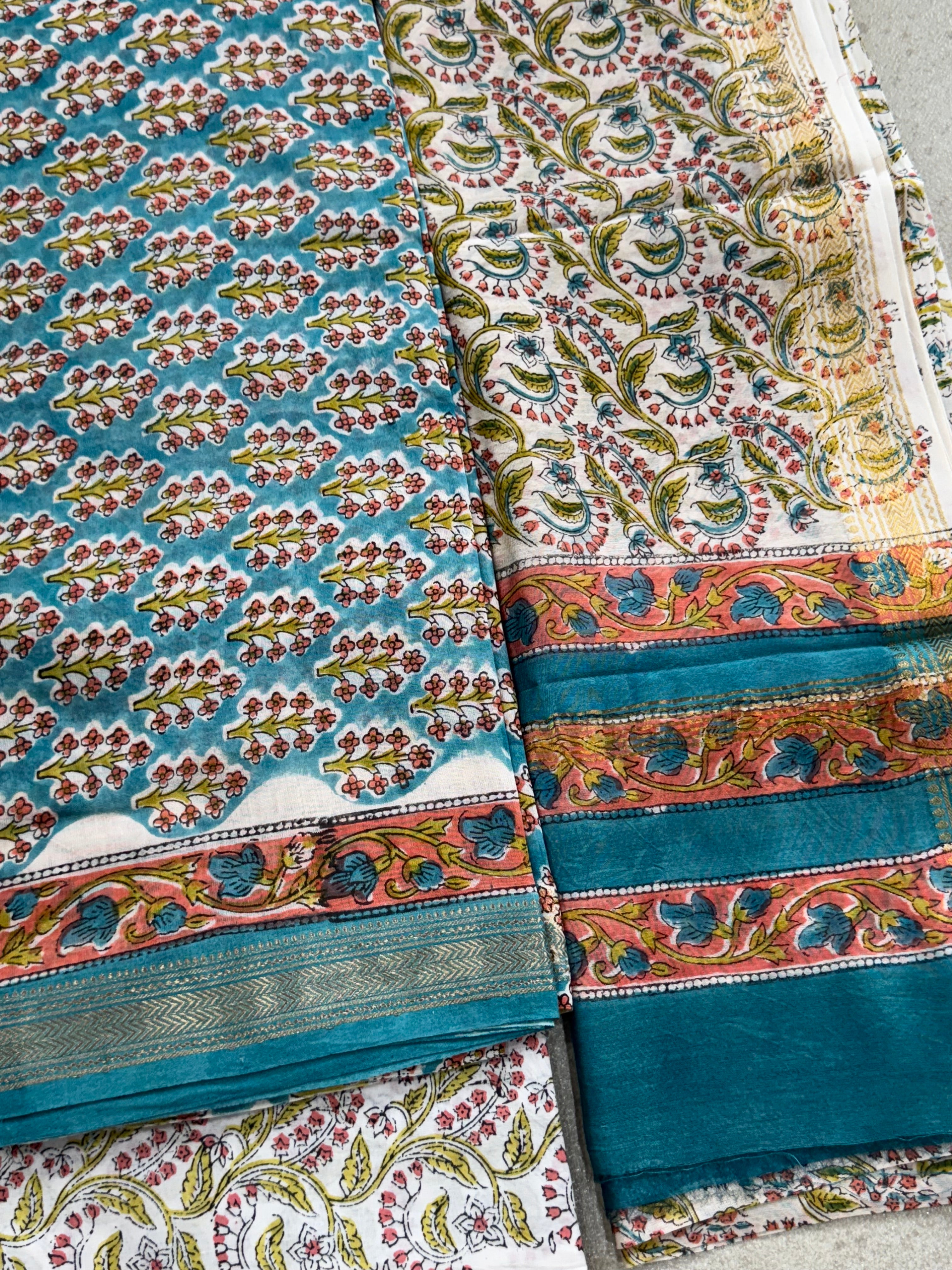 HAND BLOCK PRINTED MAHESHWARI UNSTITCHED SUIT