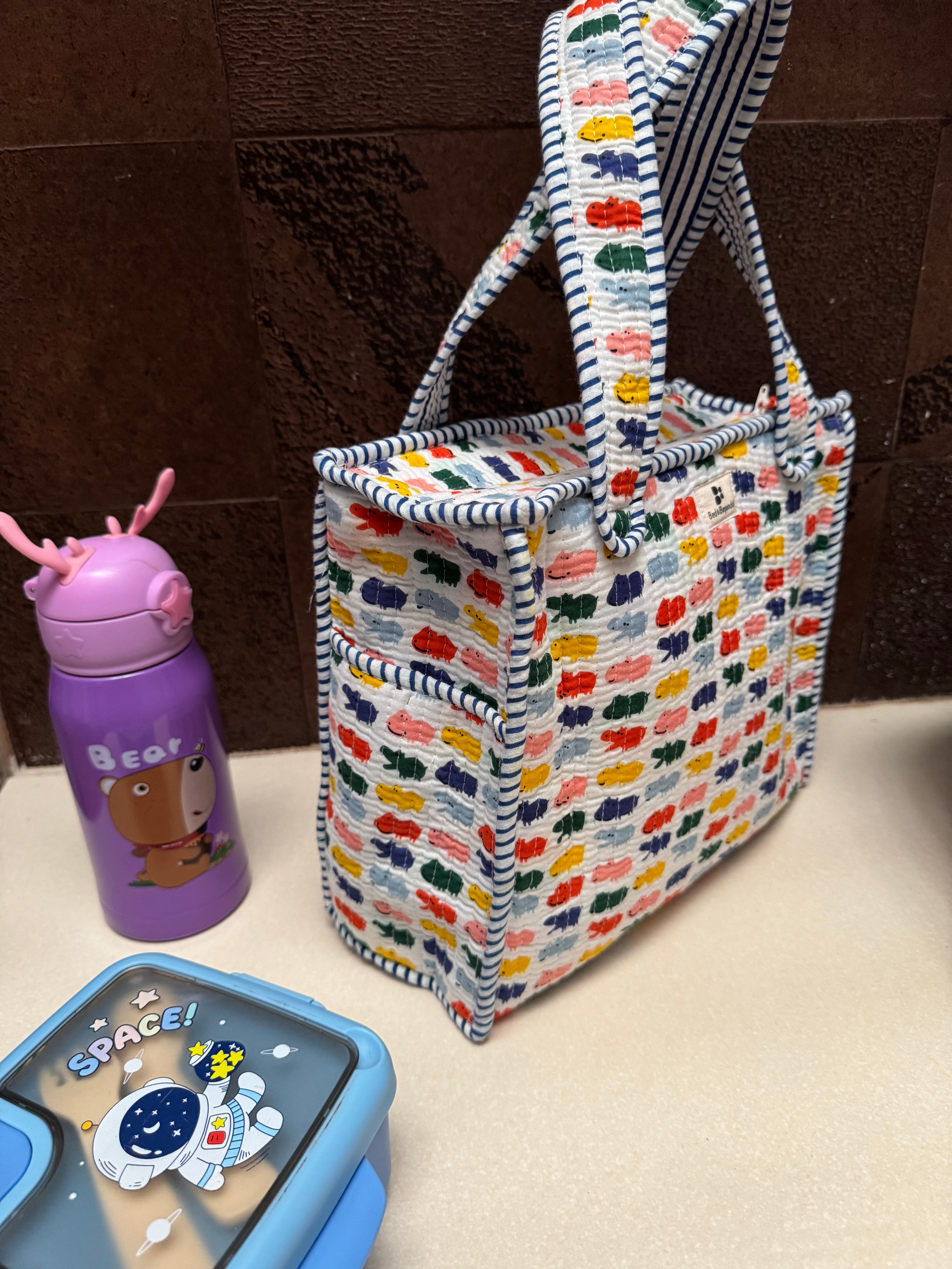 KIDS PRINT MINI TOTE BAG WITH ZIP