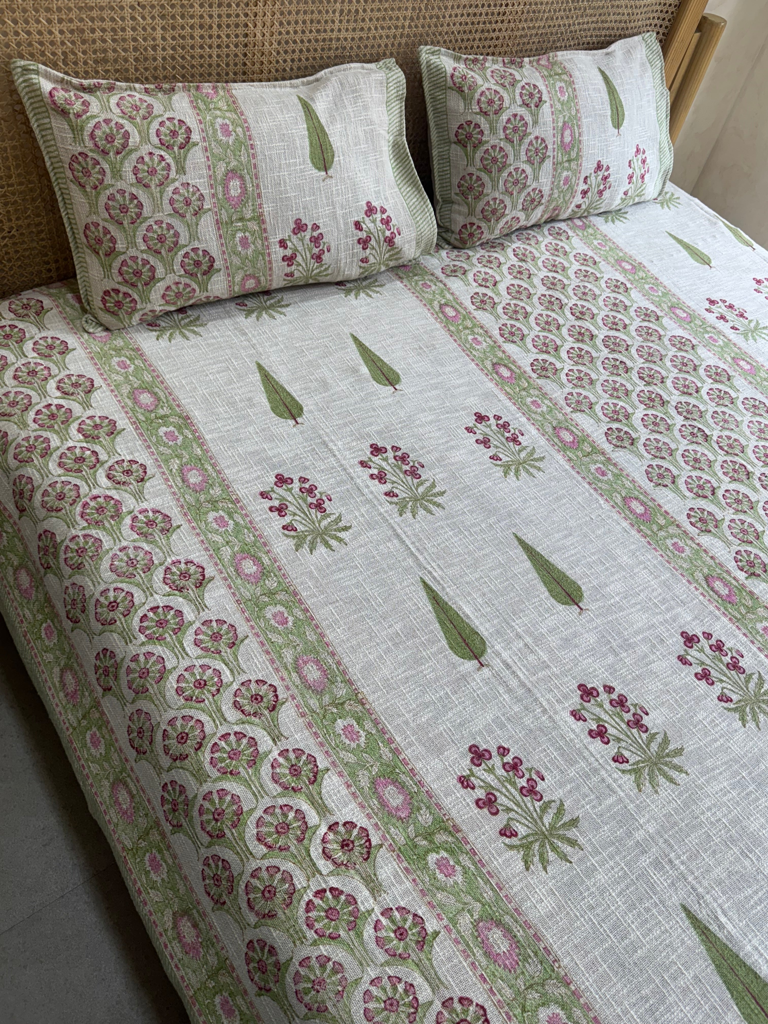 HAND BLOCK PRINTED JUTE BEDCOVER - 108 by 108 INCHES