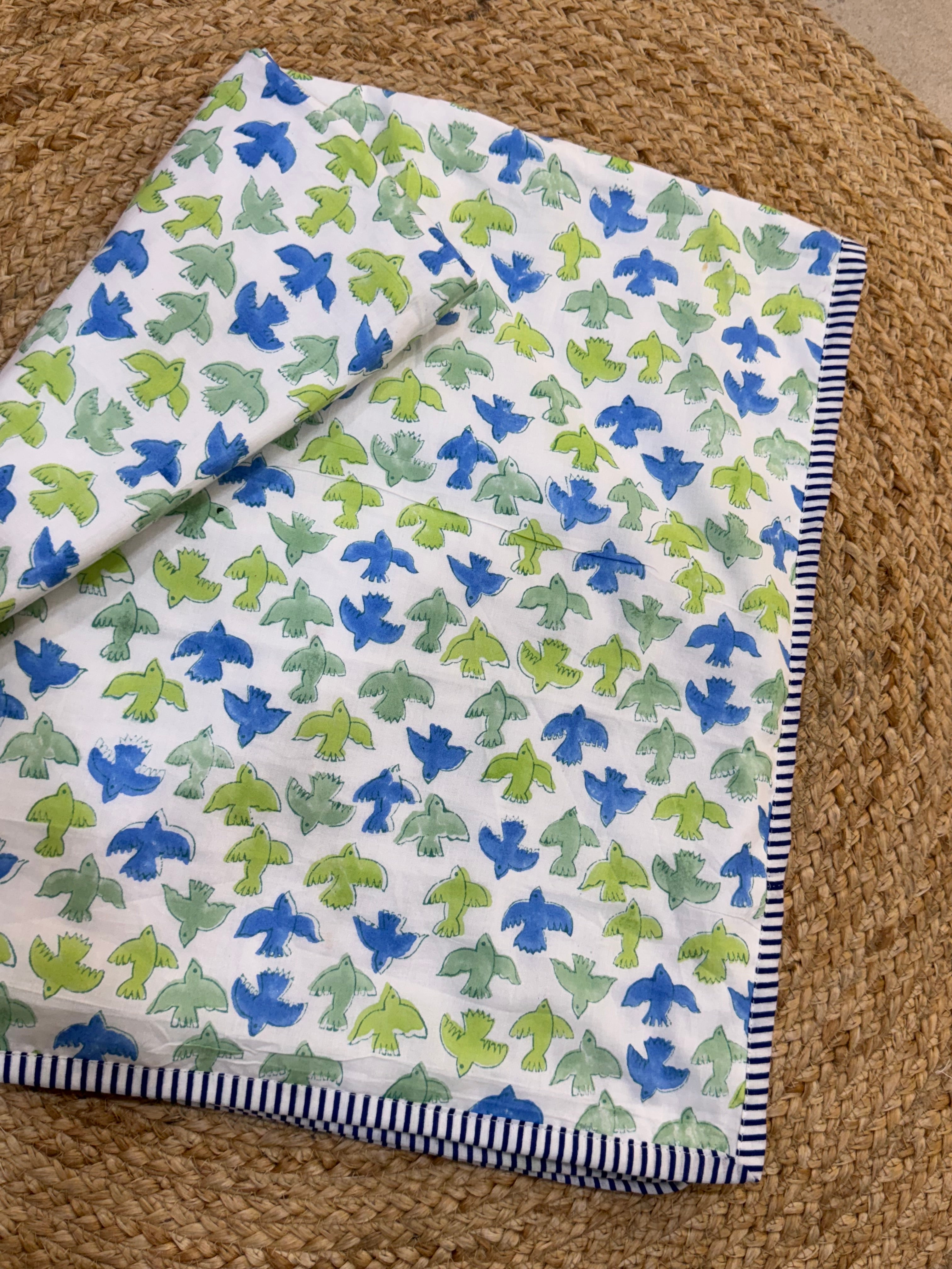 HAND BLOCK BLOCK PRINTED REVERSIBLE MULMUL BABY DOHAR