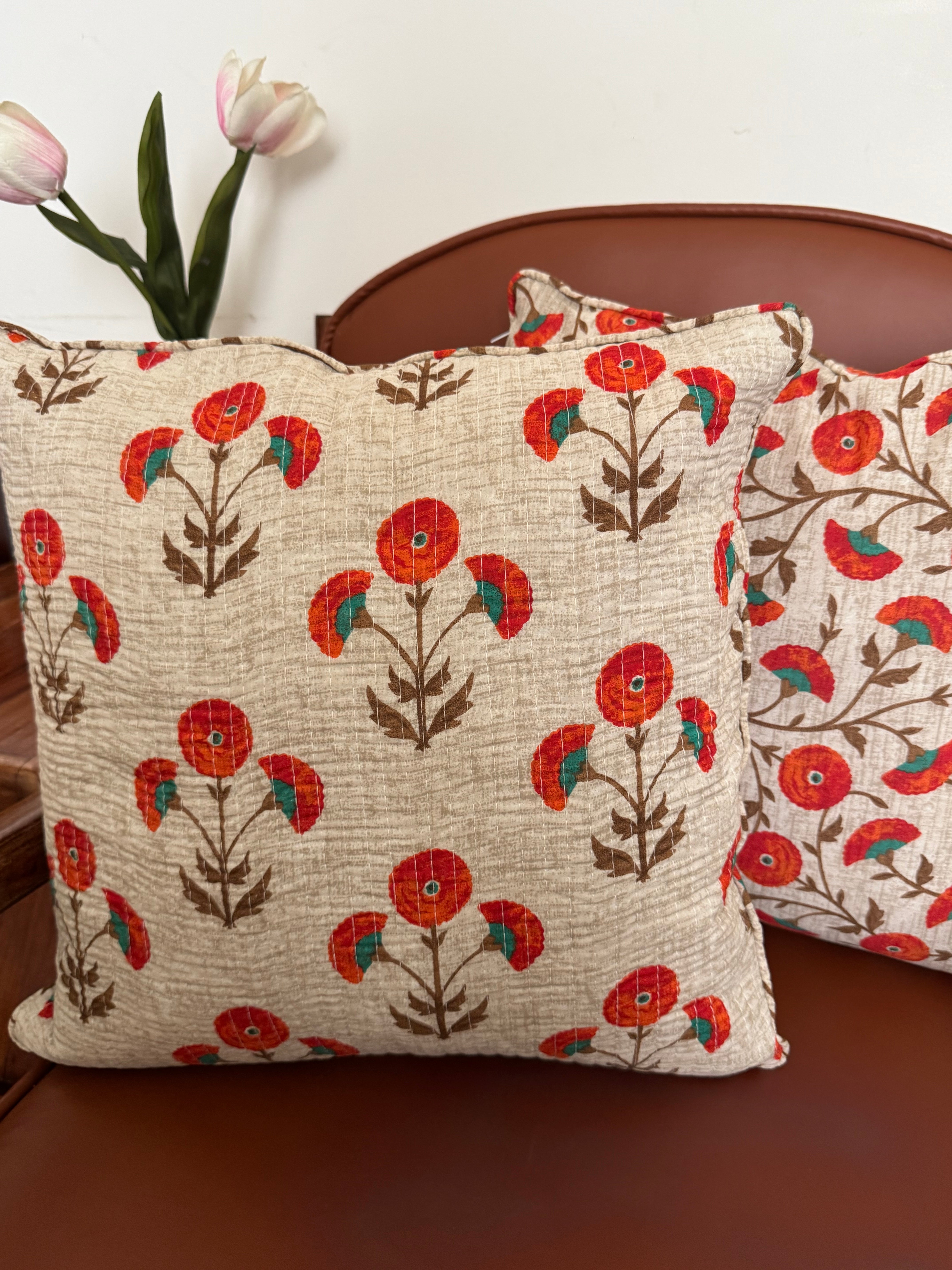 KANAK - SINGLE PIECE QUILTED 16 BY 16 INCHES CUSHION COVERS