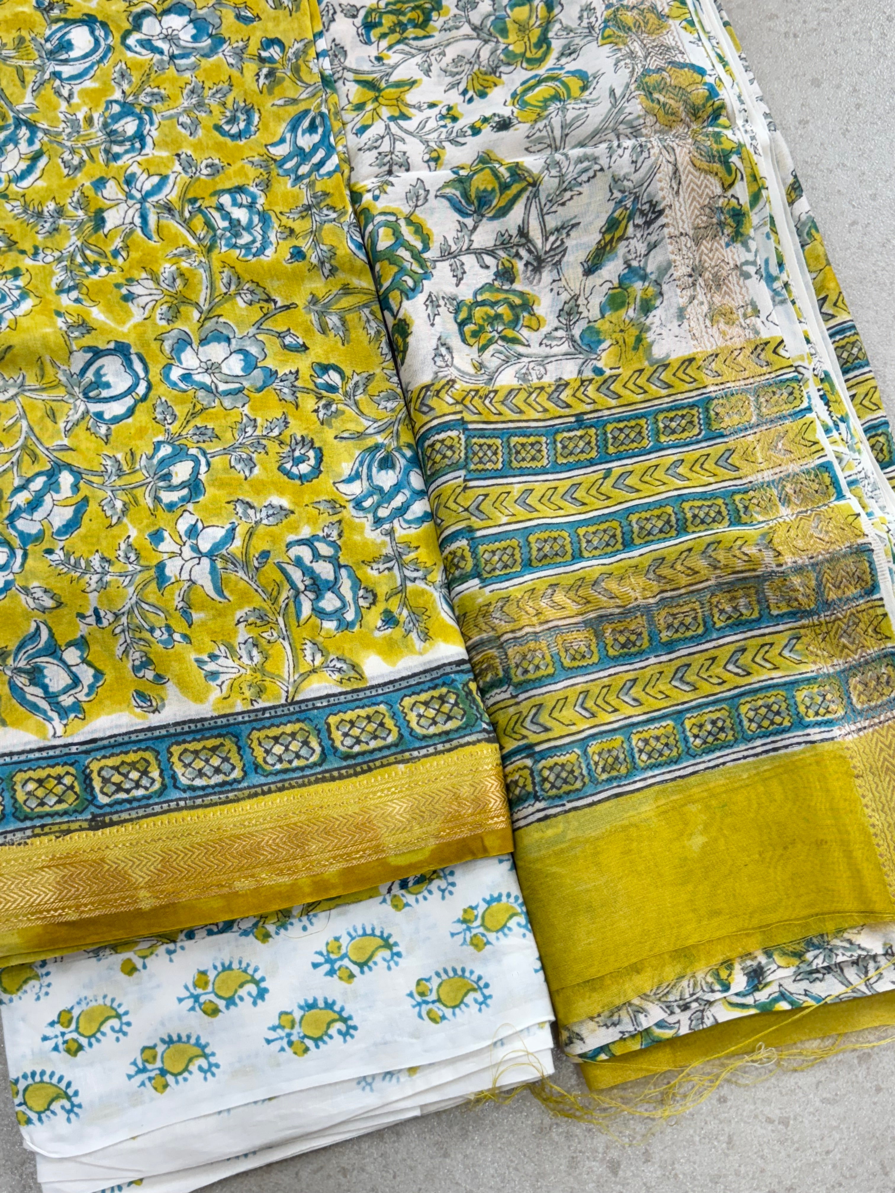 HAND BLOCK PRINTED MAHESHWARI UNSTITCHED SUIT