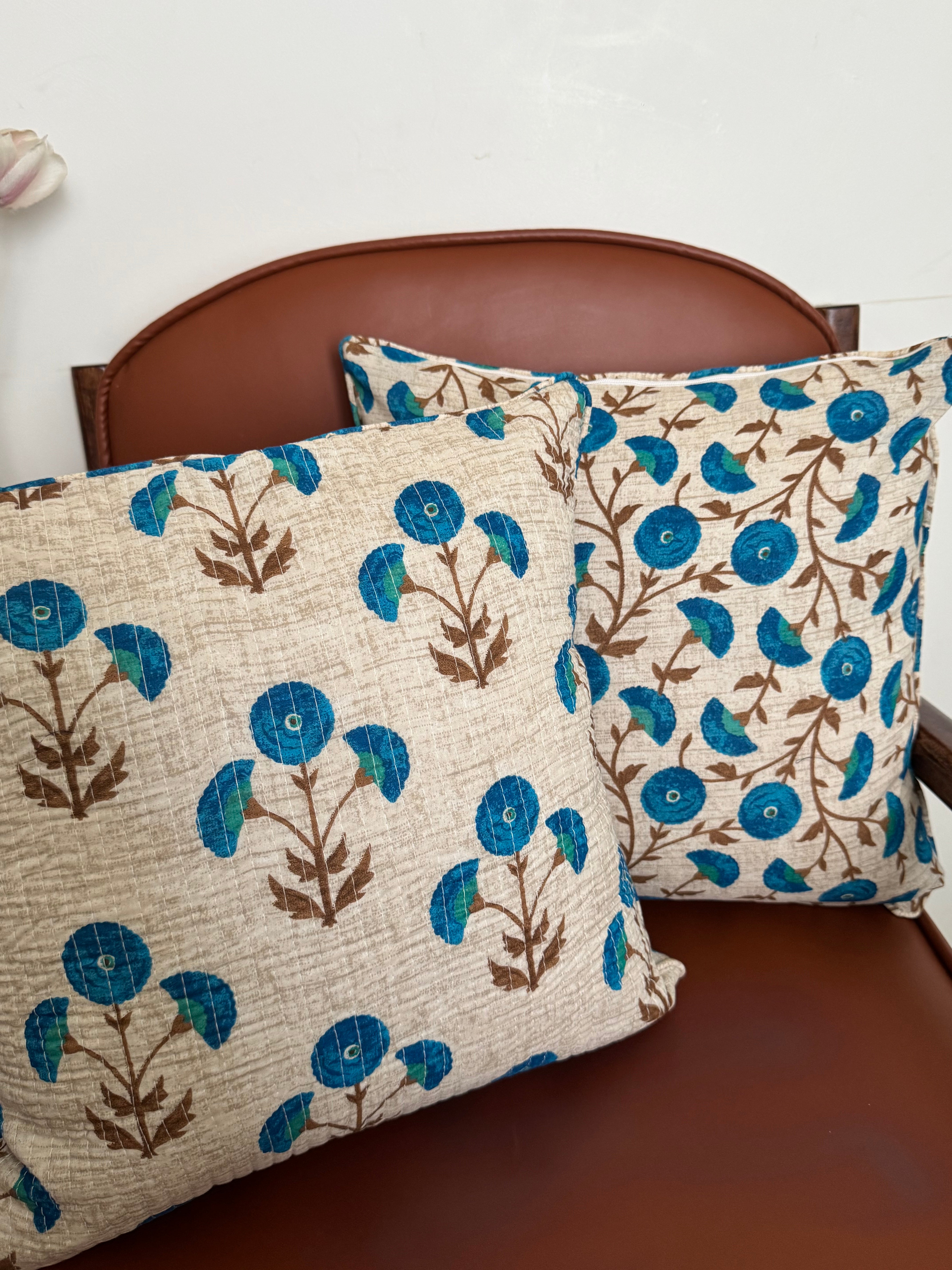 KANAK - SINGLE PIECE QUILTED 16 BY 16 INCHES CUSHION COVERS