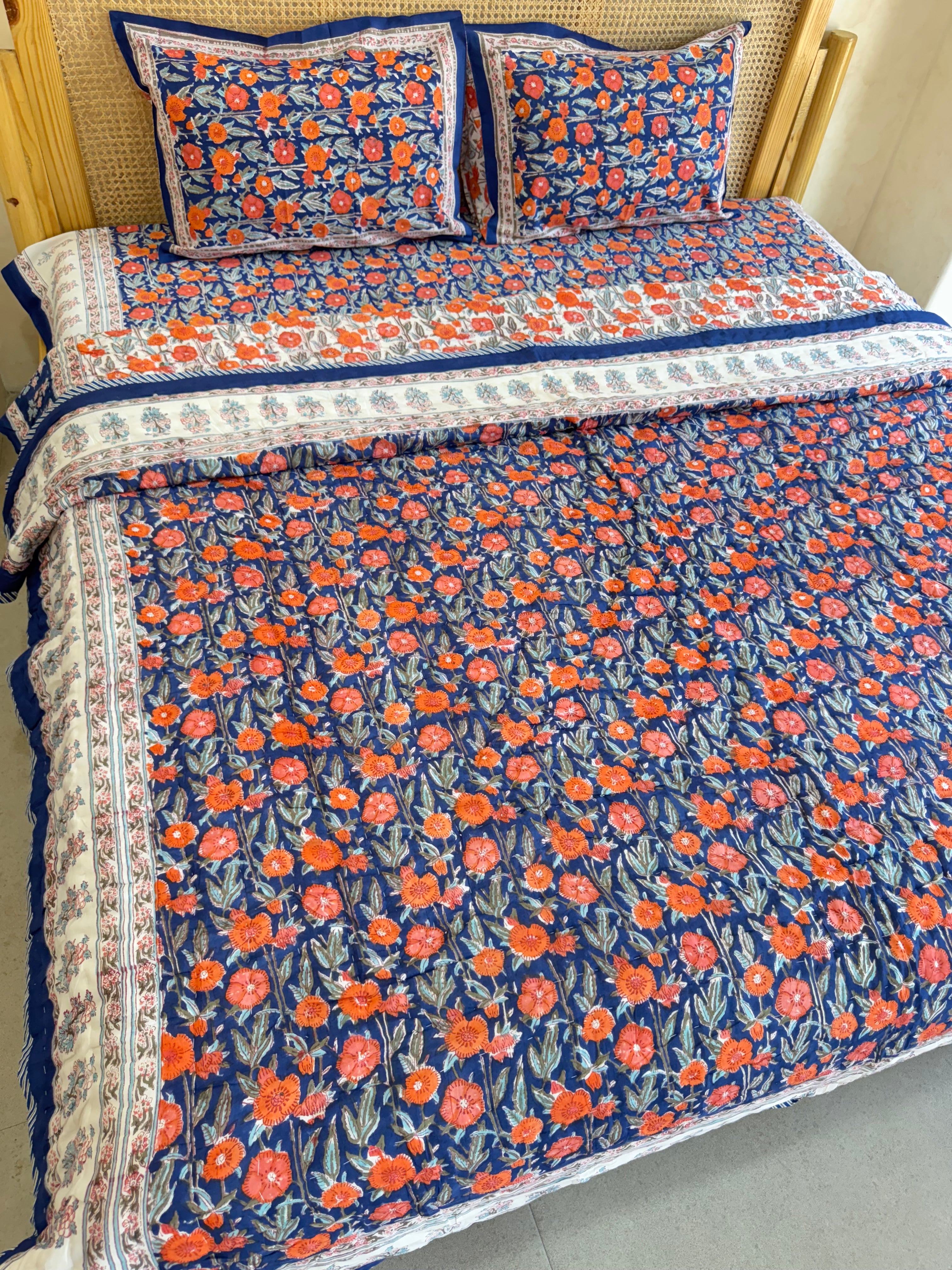 FESTIVE HAND BLOCK PRINTED BEDDING SET