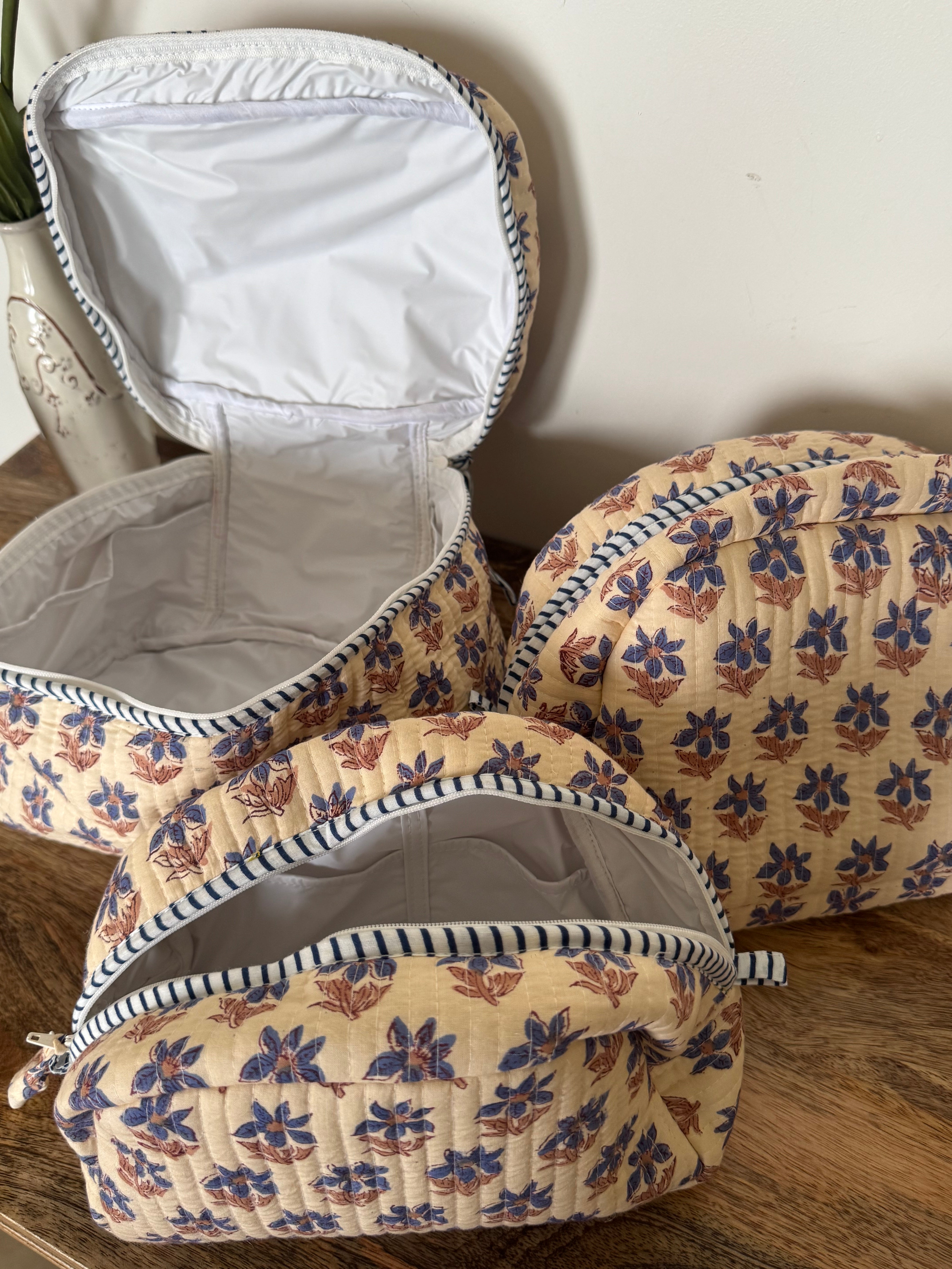 SET OF THREE BAGS- VANITY BAG AND TWO TOILERTY BAGS