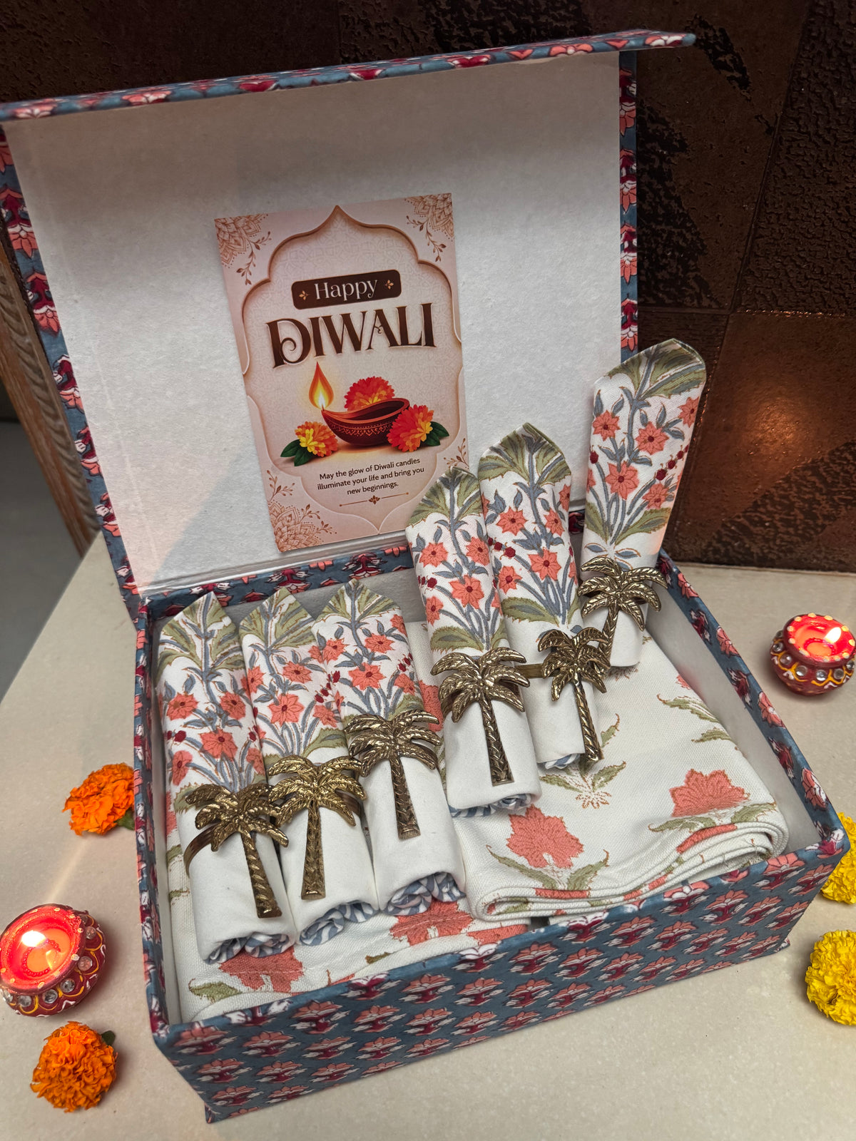 HAND BLOCK PRINTED GIFT BOX - TABLE LINEN