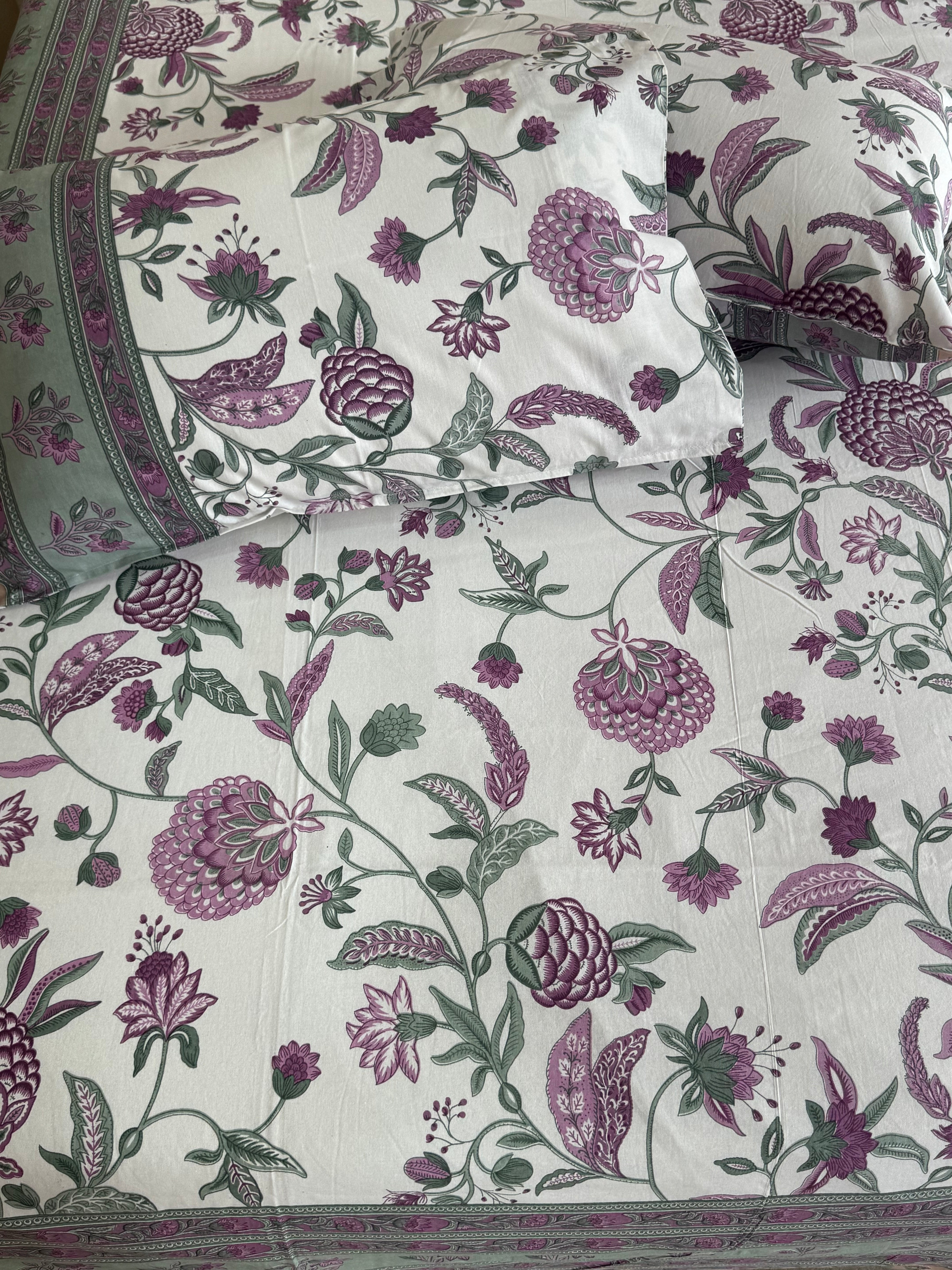 SHALIMAR BEDSHEET WITH TWO REVERSIBLE PILLOW COVERS