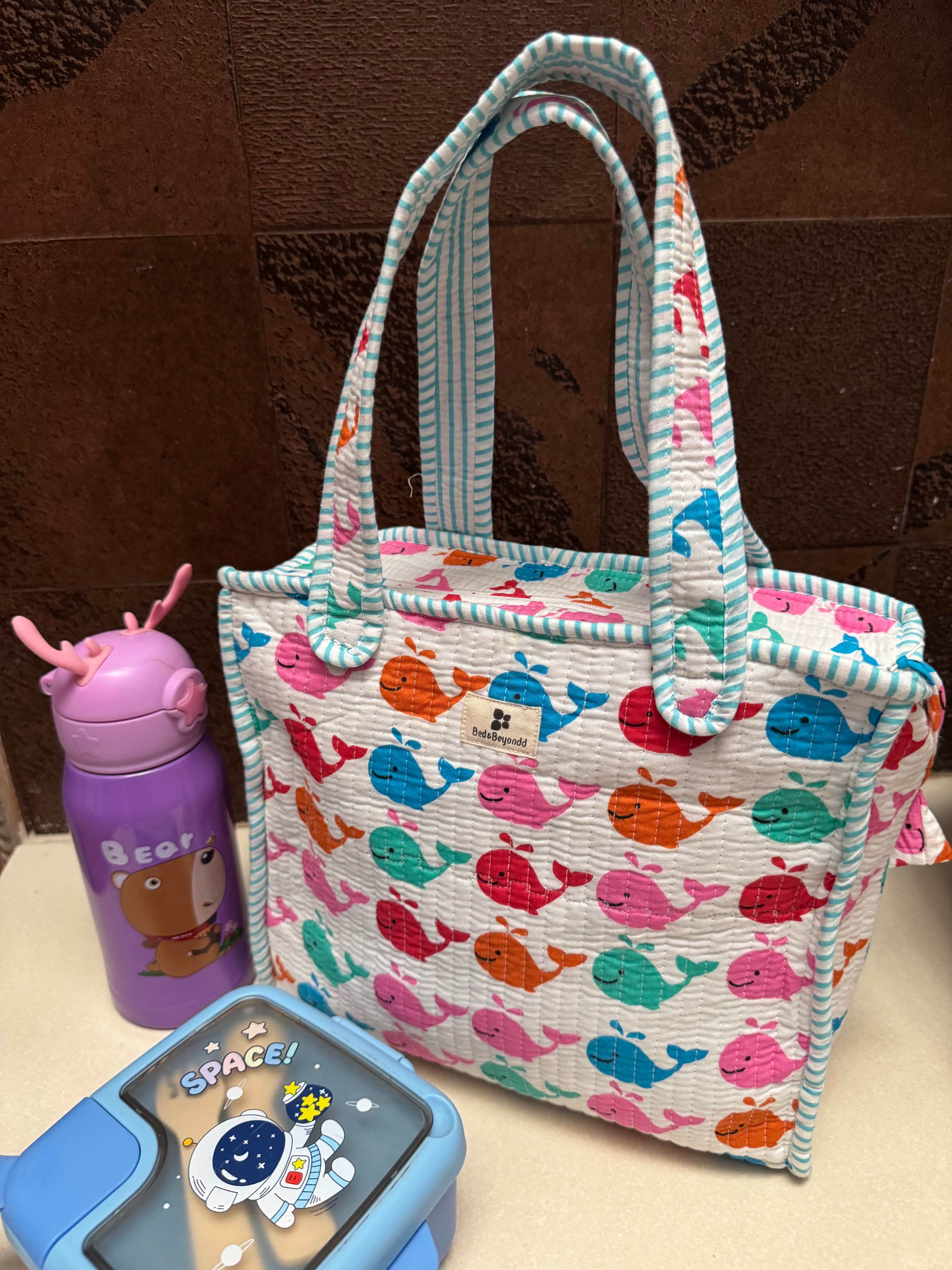 KIDS PRINT MINI TOTE BAG WITH ZIP