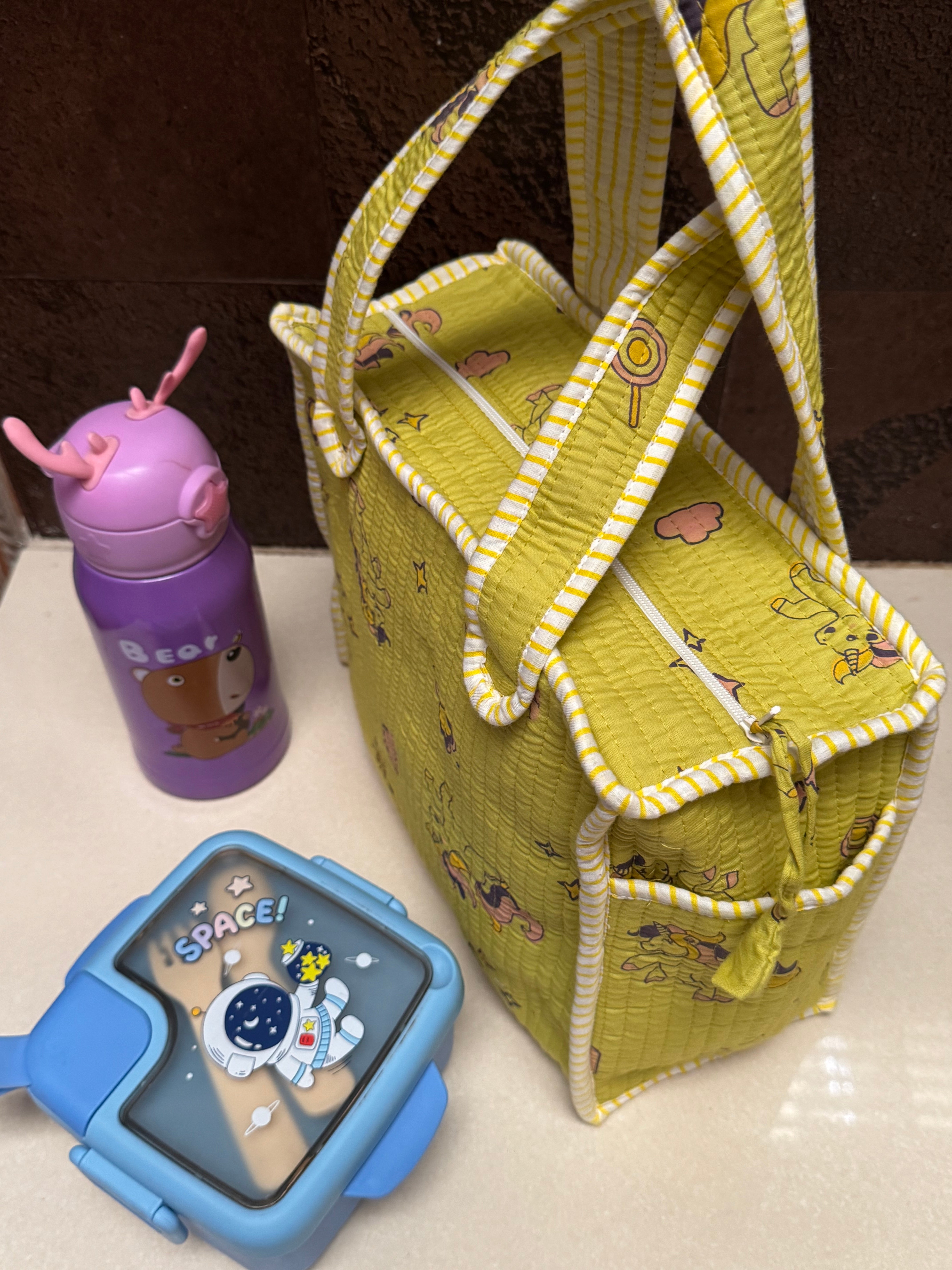 KIDS PRINT MINI TOTE BAG WITH ZIP