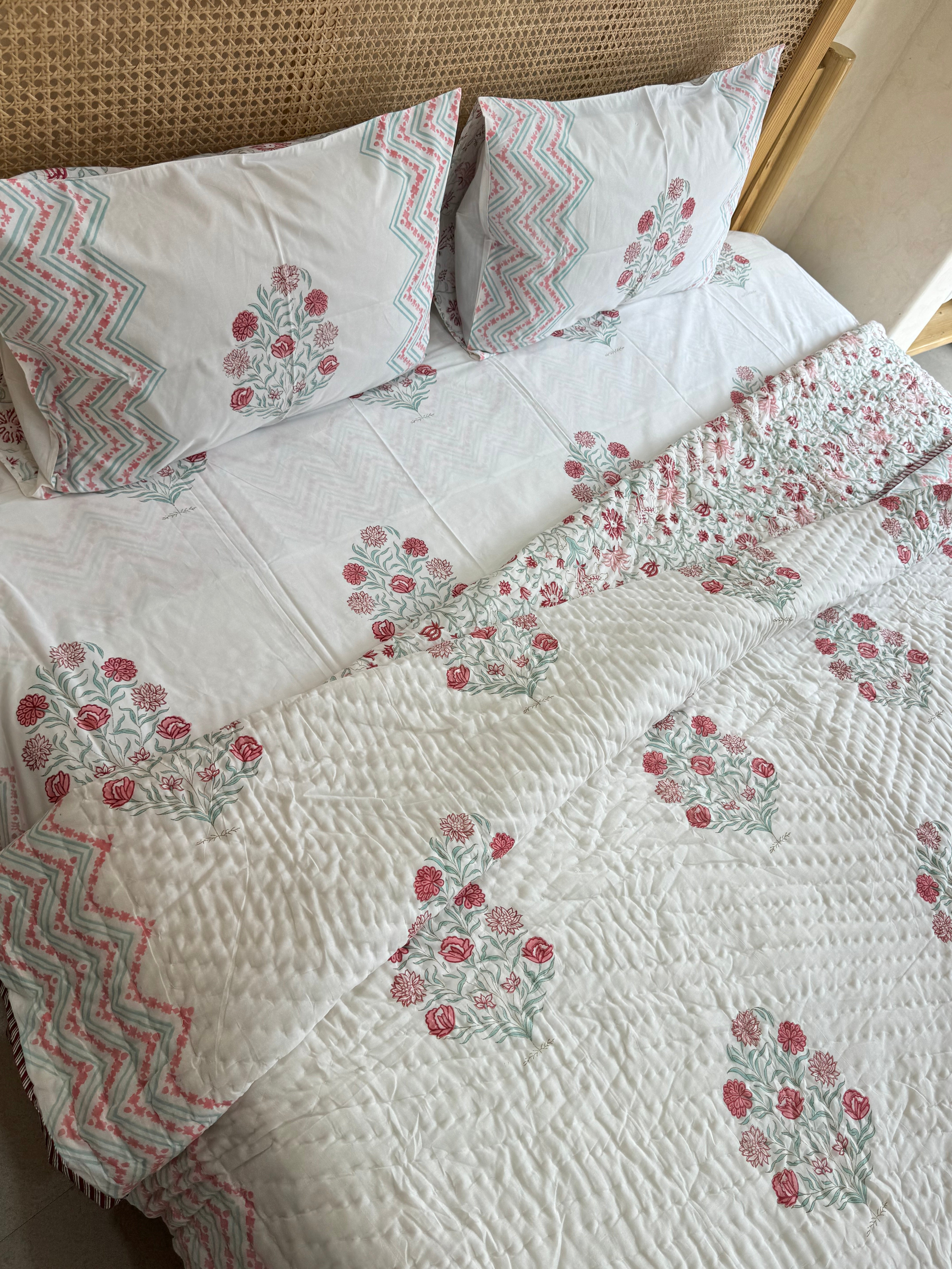 SNUG BOUQUET HANDBLOCK PRINTED BEDDING