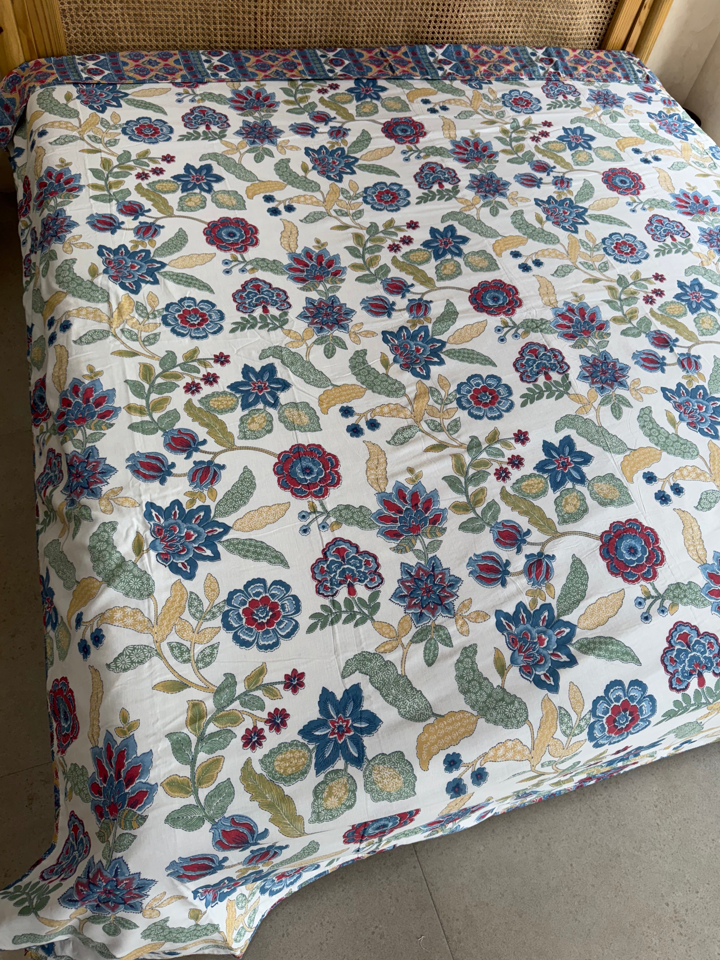 FLORAL SHALIMAR REVERSIBLE MULMUL DOHAR