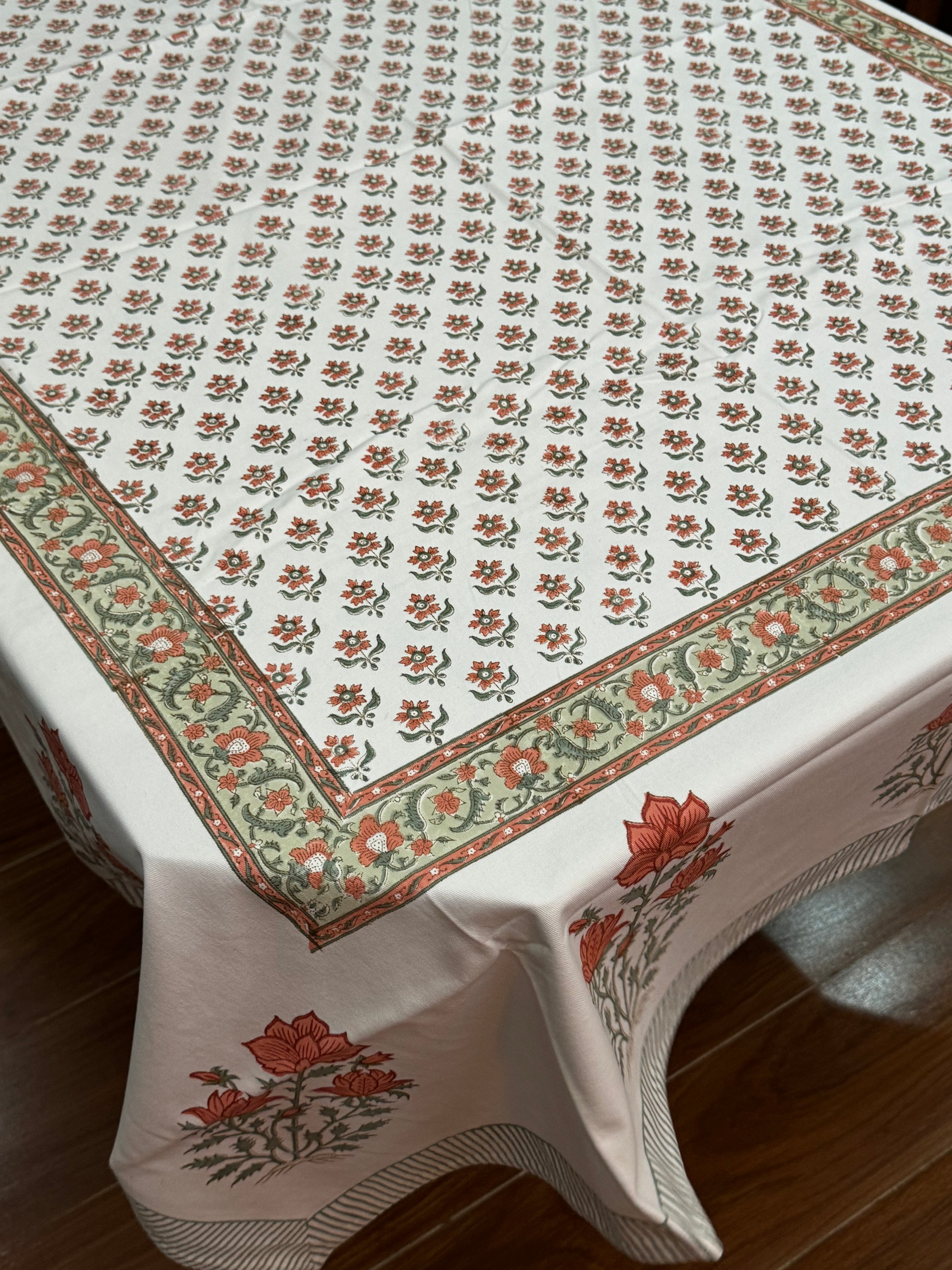 SIX SEATER HANDBLOCK PRINTED TABLECLOTH