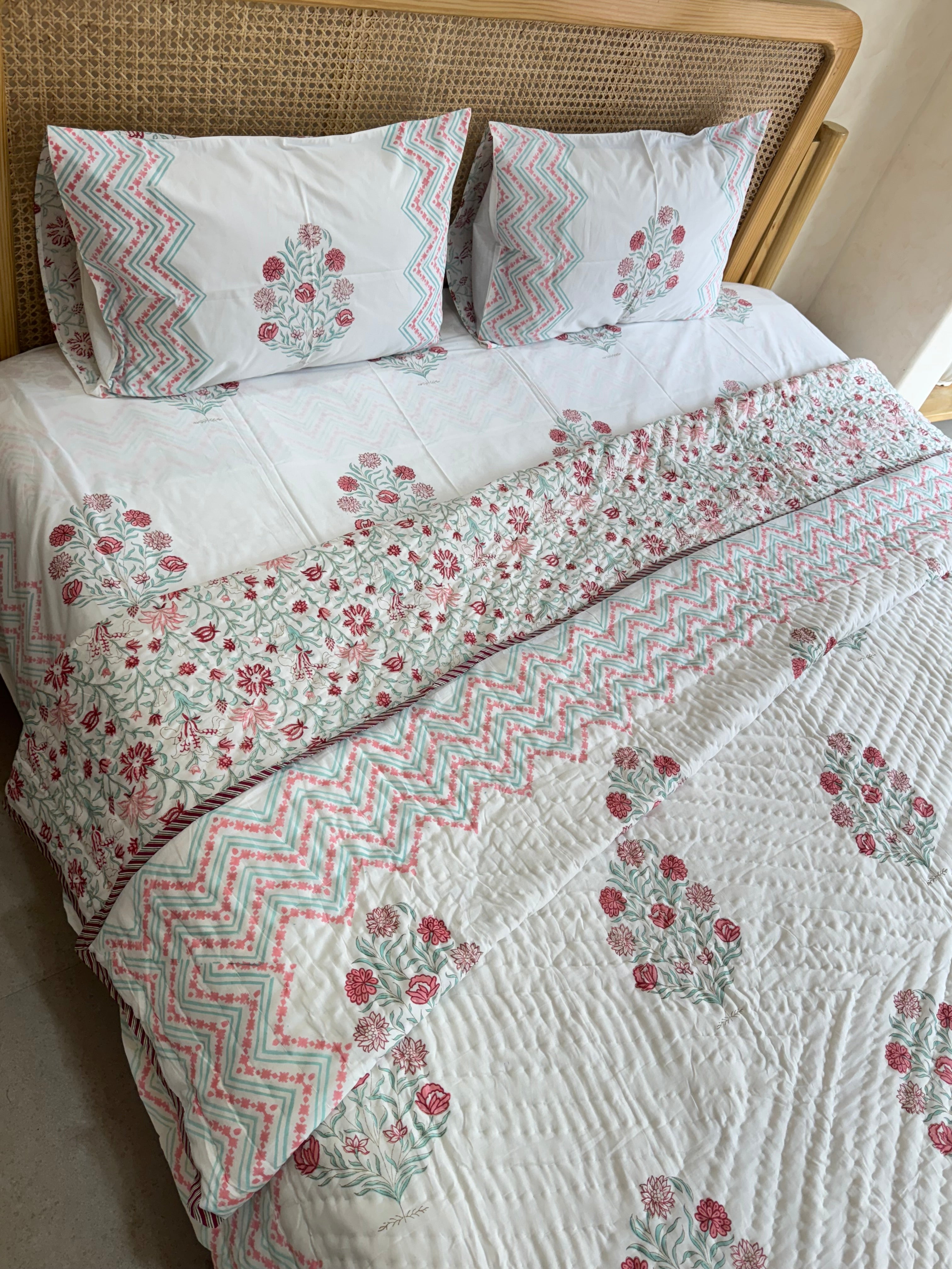 SNUG BOUQUET HANDBLOCK PRINTED BEDDING