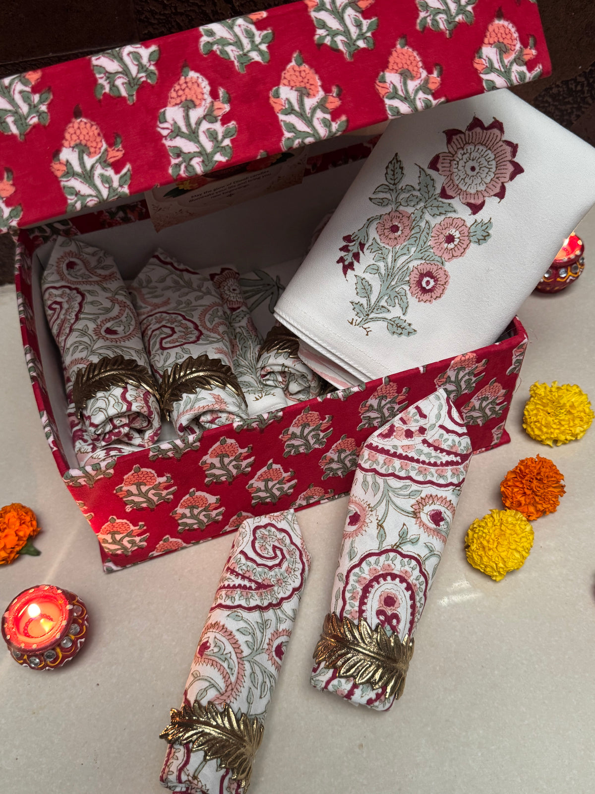 HAND BLOCK PRINTED GIFT BOX - TABLE LINEN