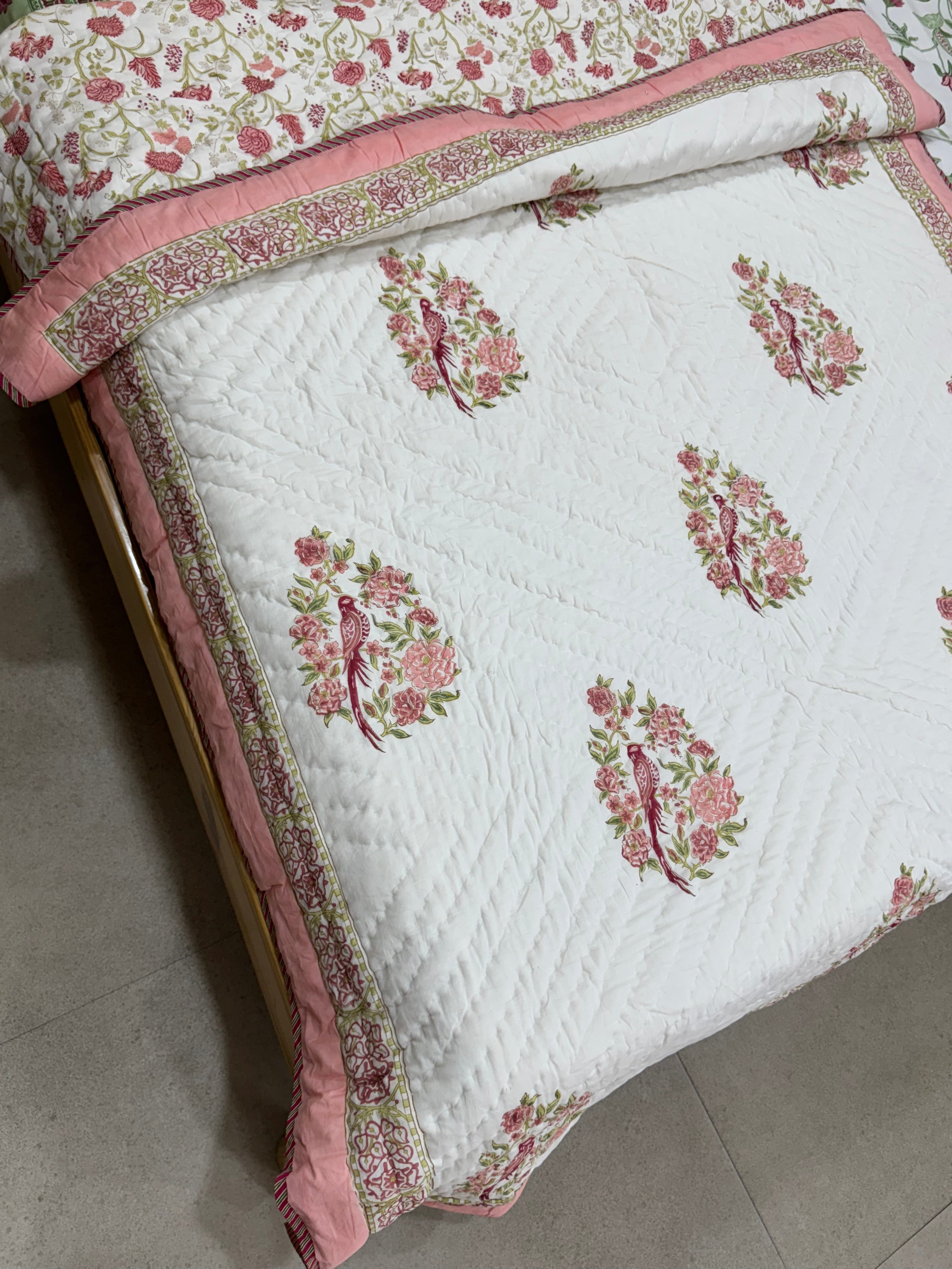 HANDBLOCK PRINTED SINGLE QUILT