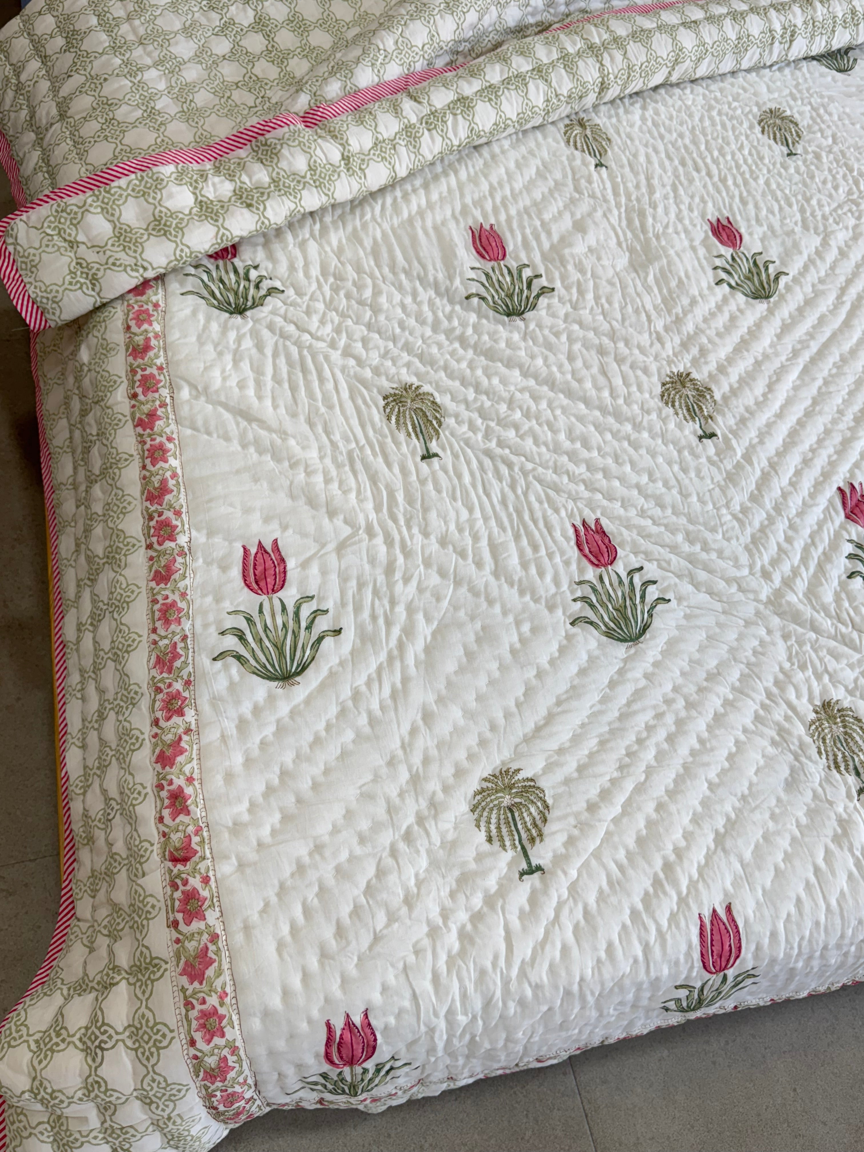 HANDBLOCK PRINTED SINGLE QUILT
