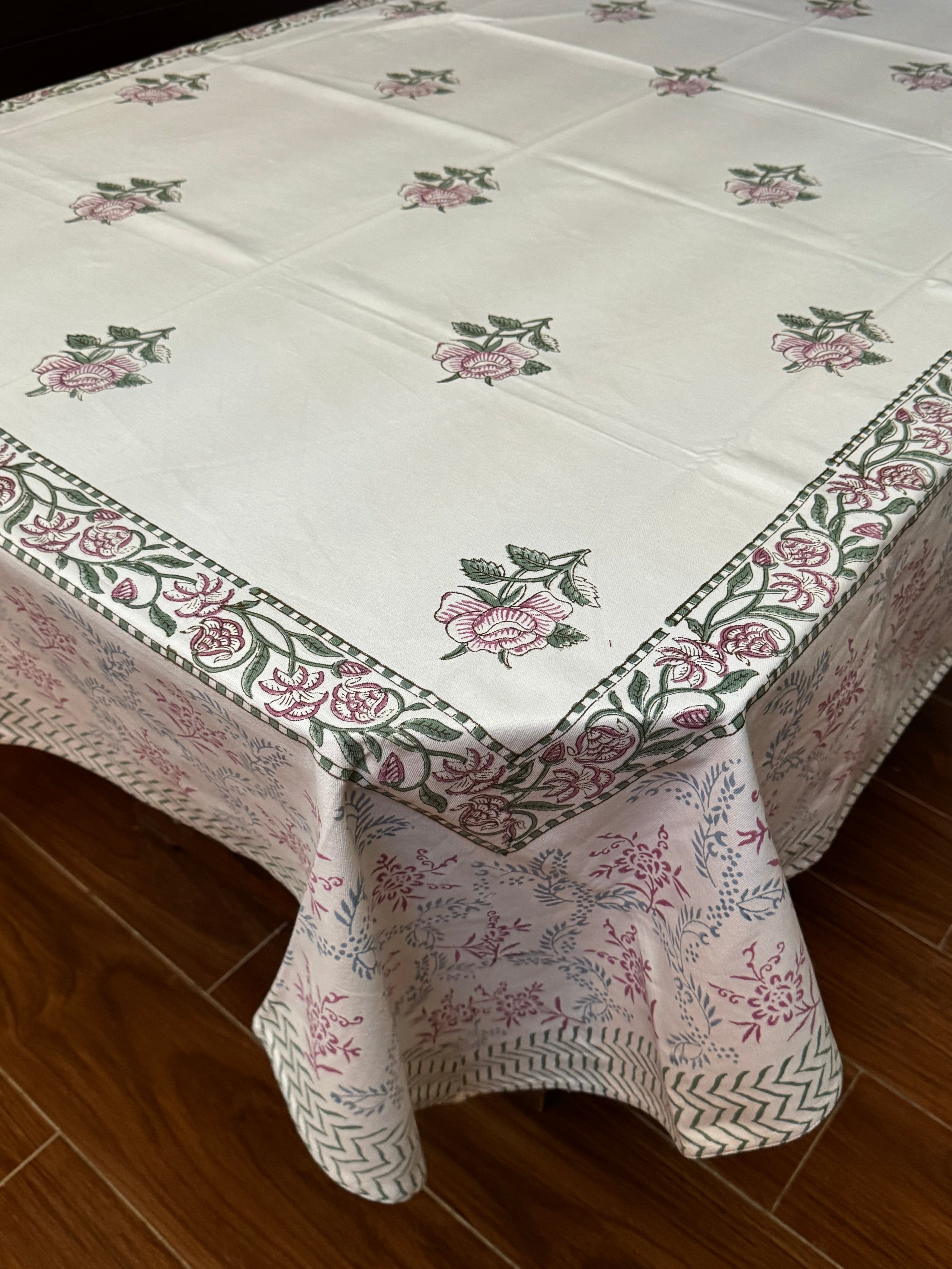 SIX SEATER HANDBLOCK PRINTED TABLECLOTH