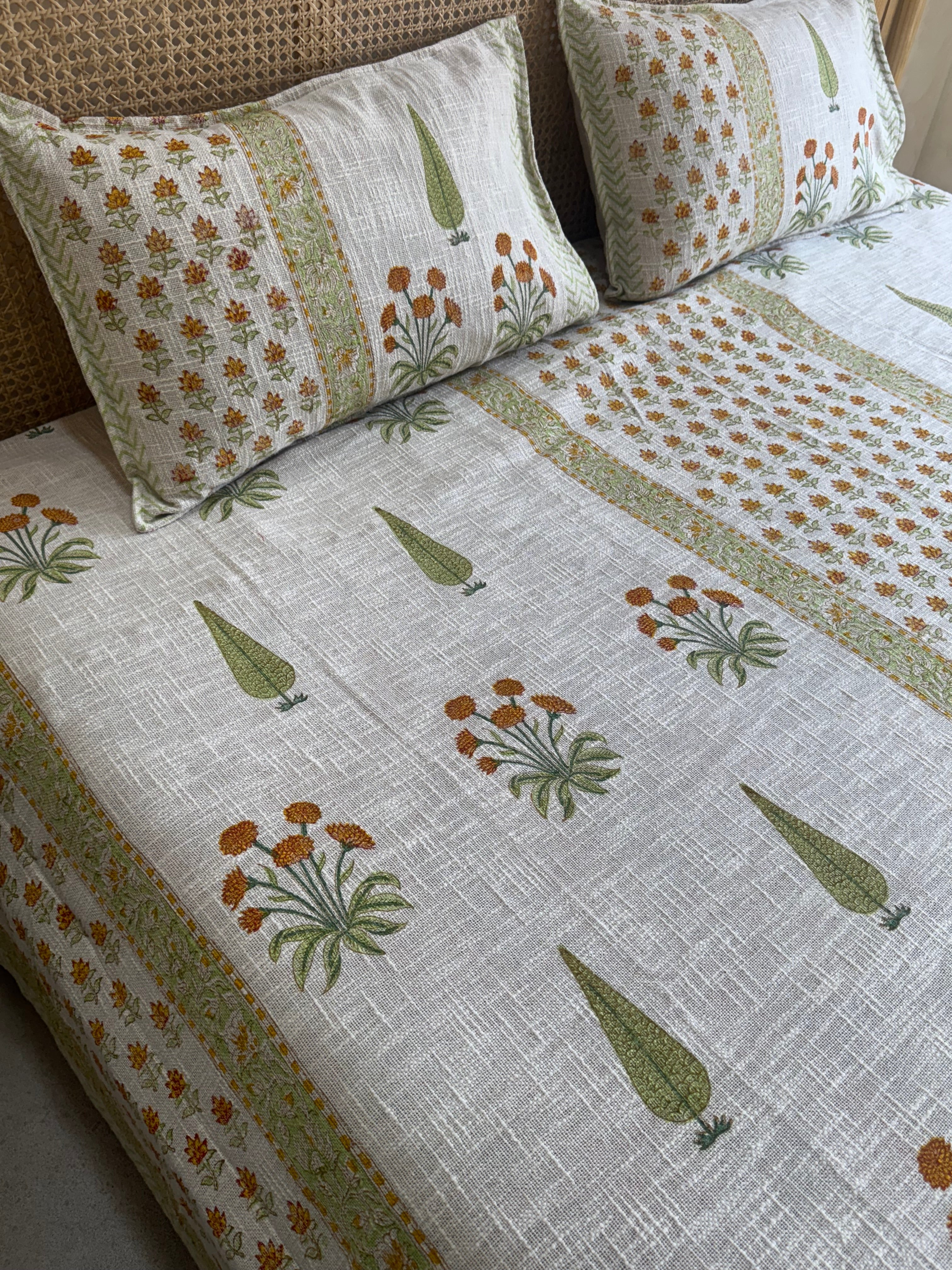 HAND BLOCK PRINTED JUTE BEDCOVER - 108 by 108 INCHES