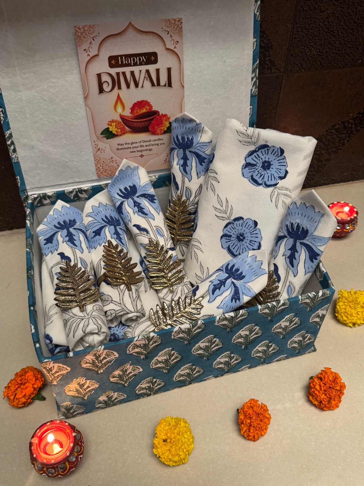 HAND BLOCK PRINTED GIFT BOX - TABLE LINEN