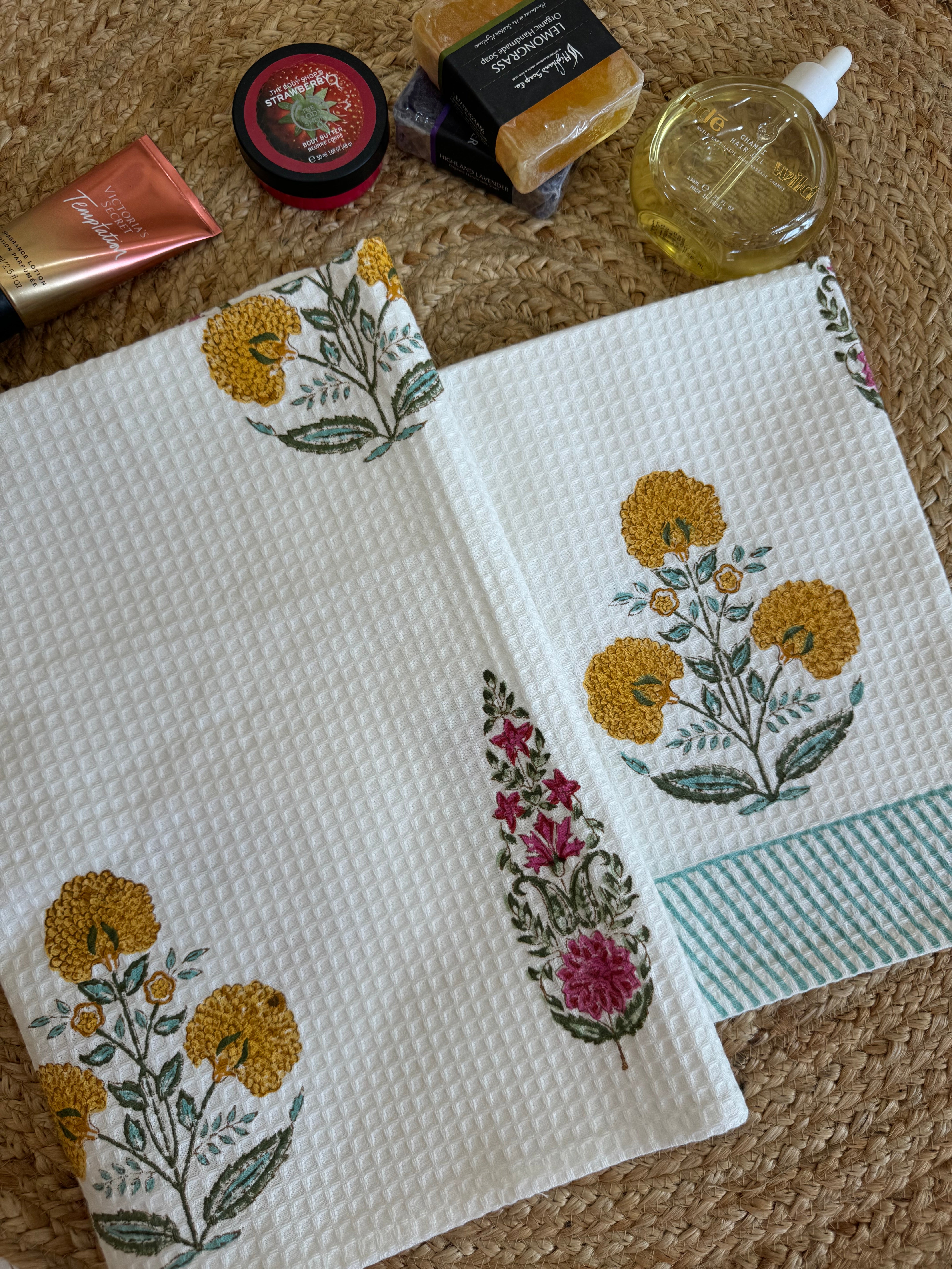 MARIGOLD HANDBLOCK PRINTED BODY / HAND TOWEL / NAPKIN