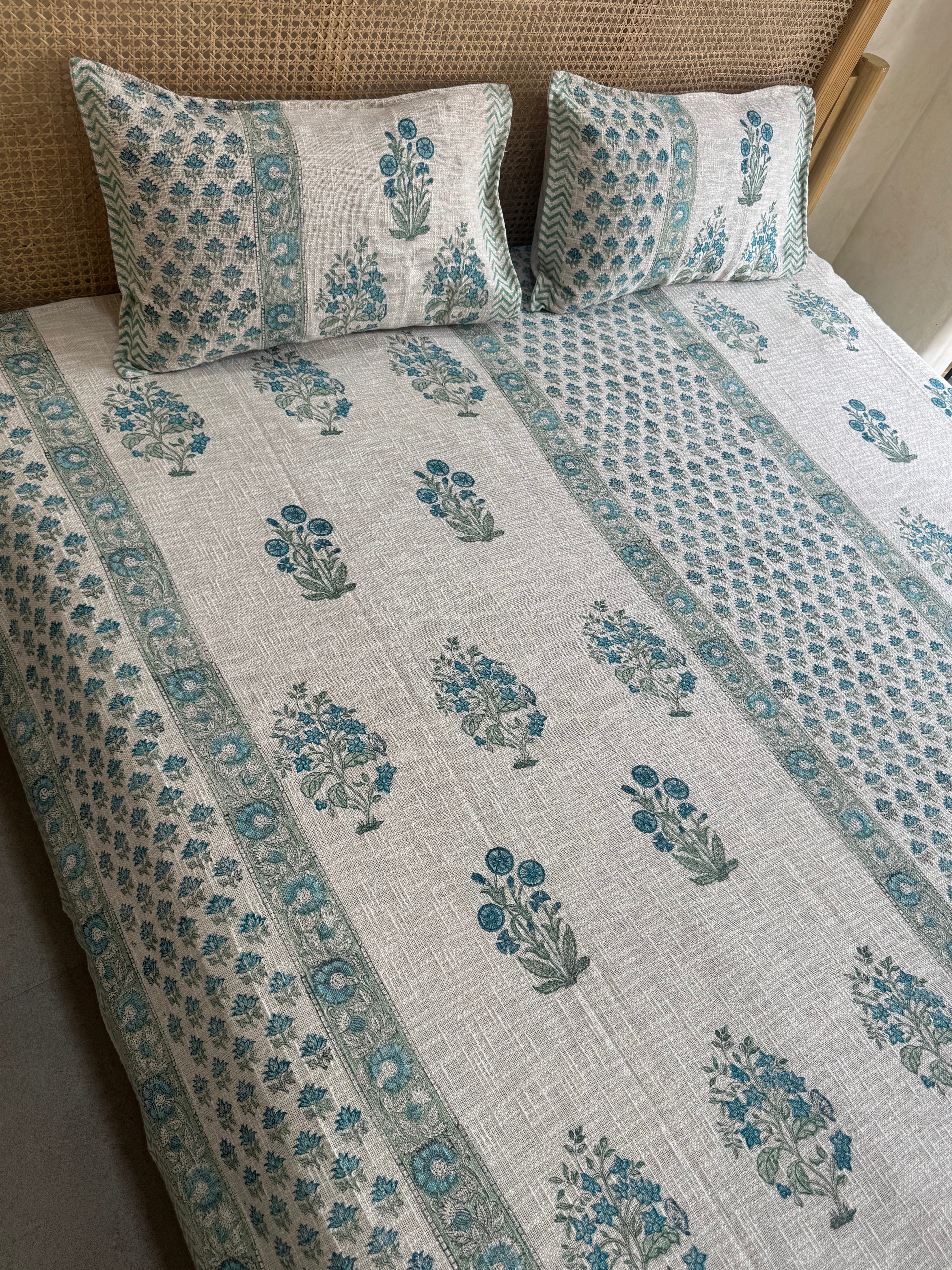 HAND BLOCK PRINTED JUTE BEDCOVER - 108 by 108 INCHES