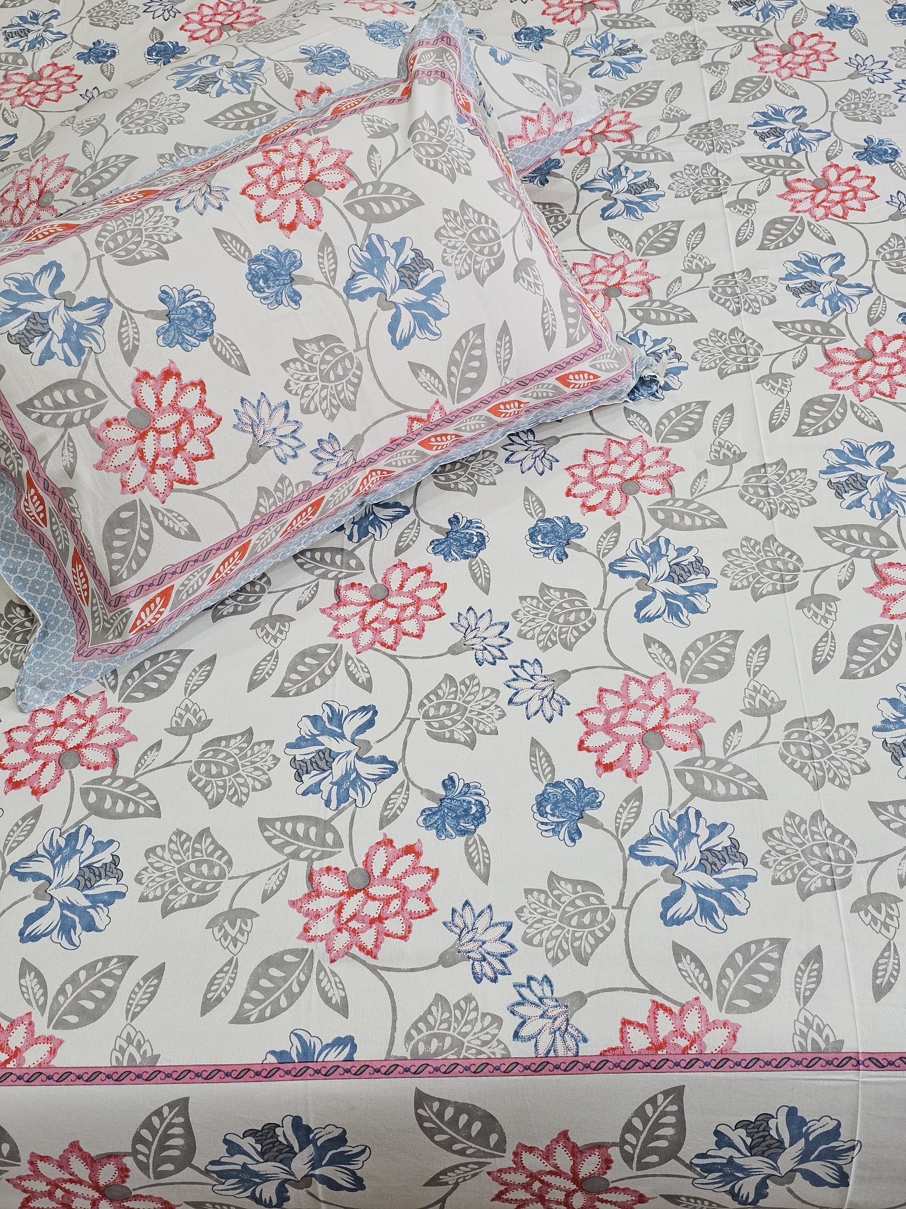 SANSKRITI BEDSHEET WITH TWO REVERSIBLE PILLOW COVERS