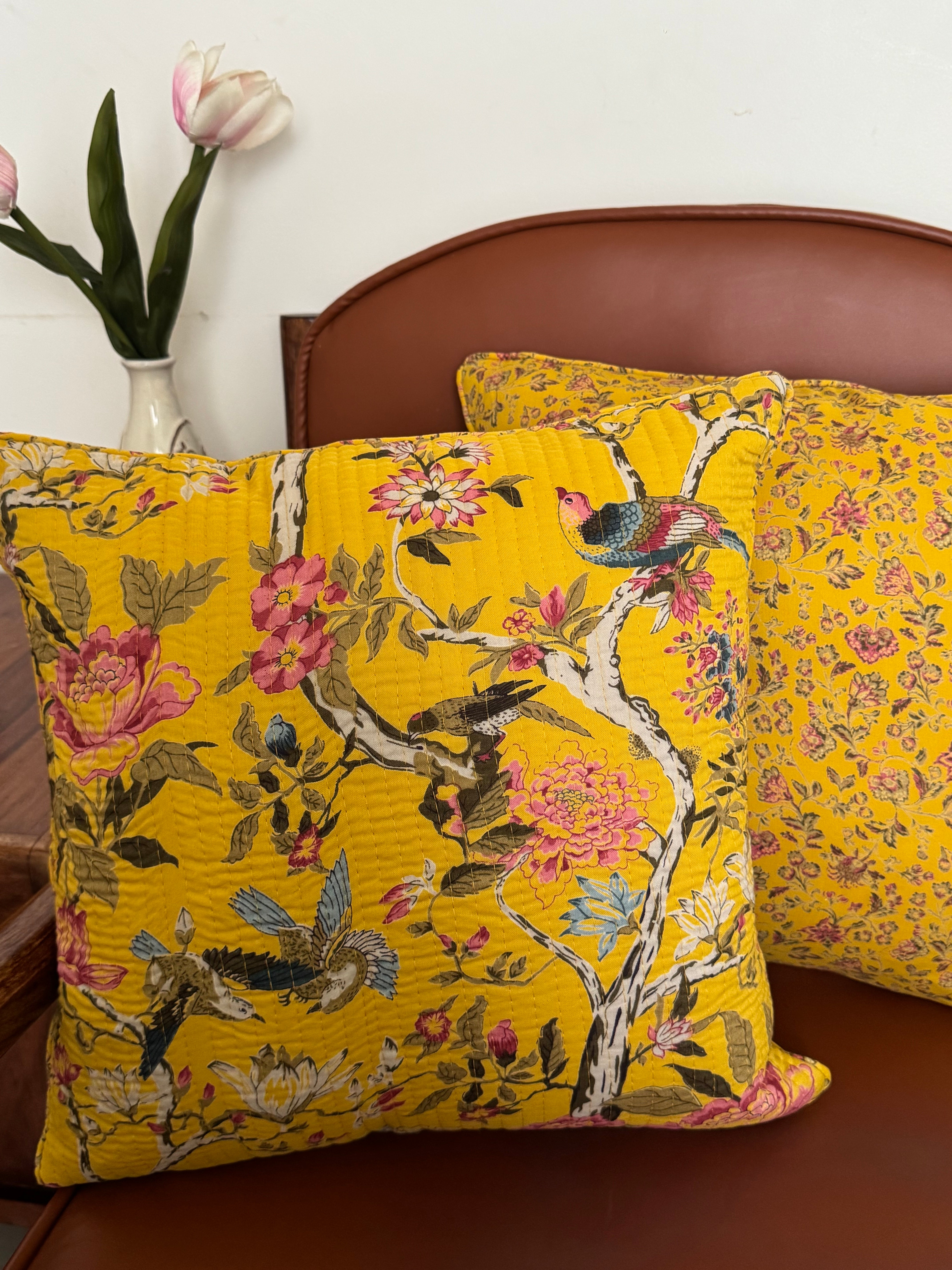 KANAK - SINGLE PIECE QUILTED 16 BY 16 INCHES CUSHION COVERS