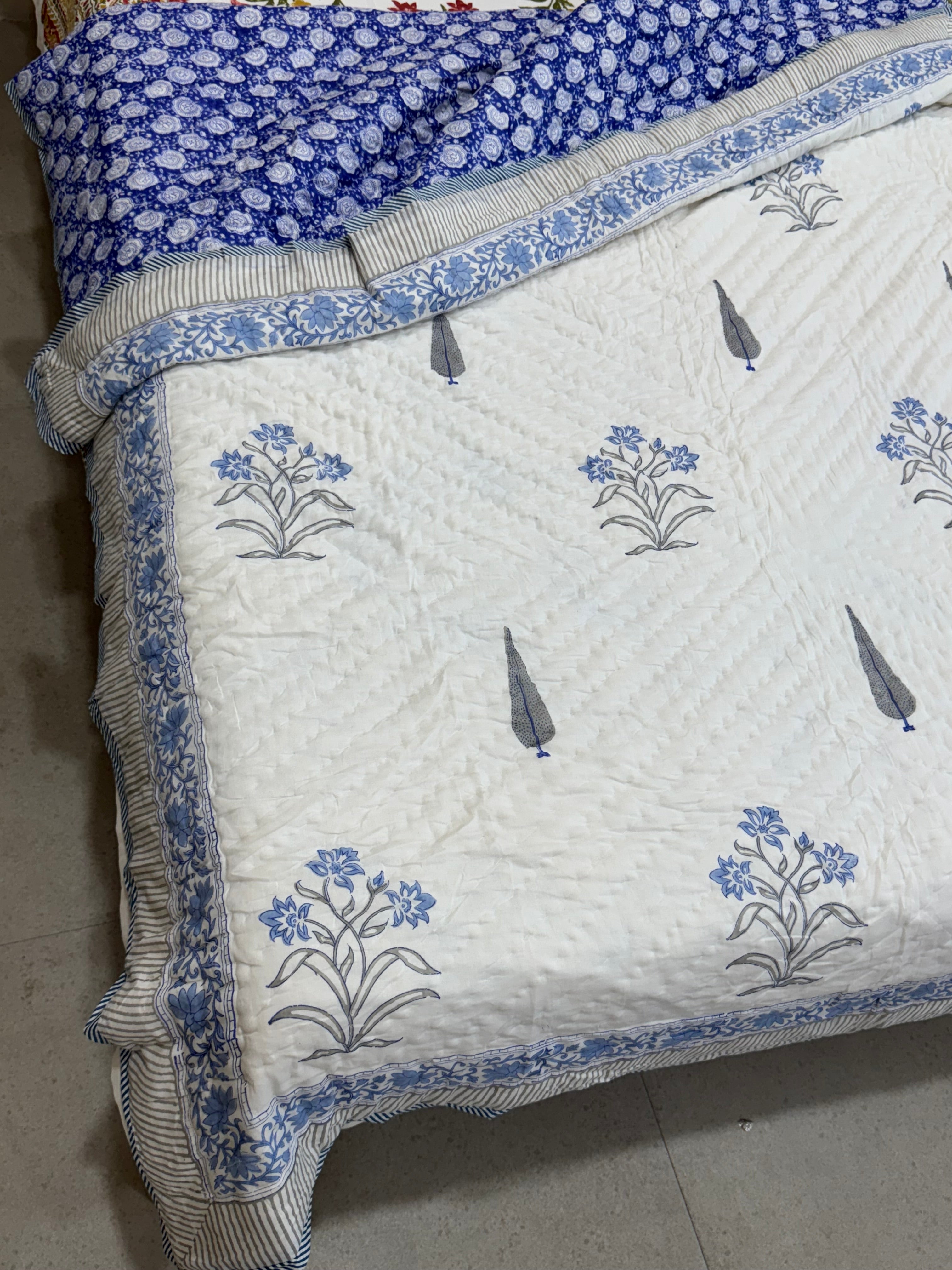 UDHAY HANDBLOCK PRINTED SINGLE QUILT