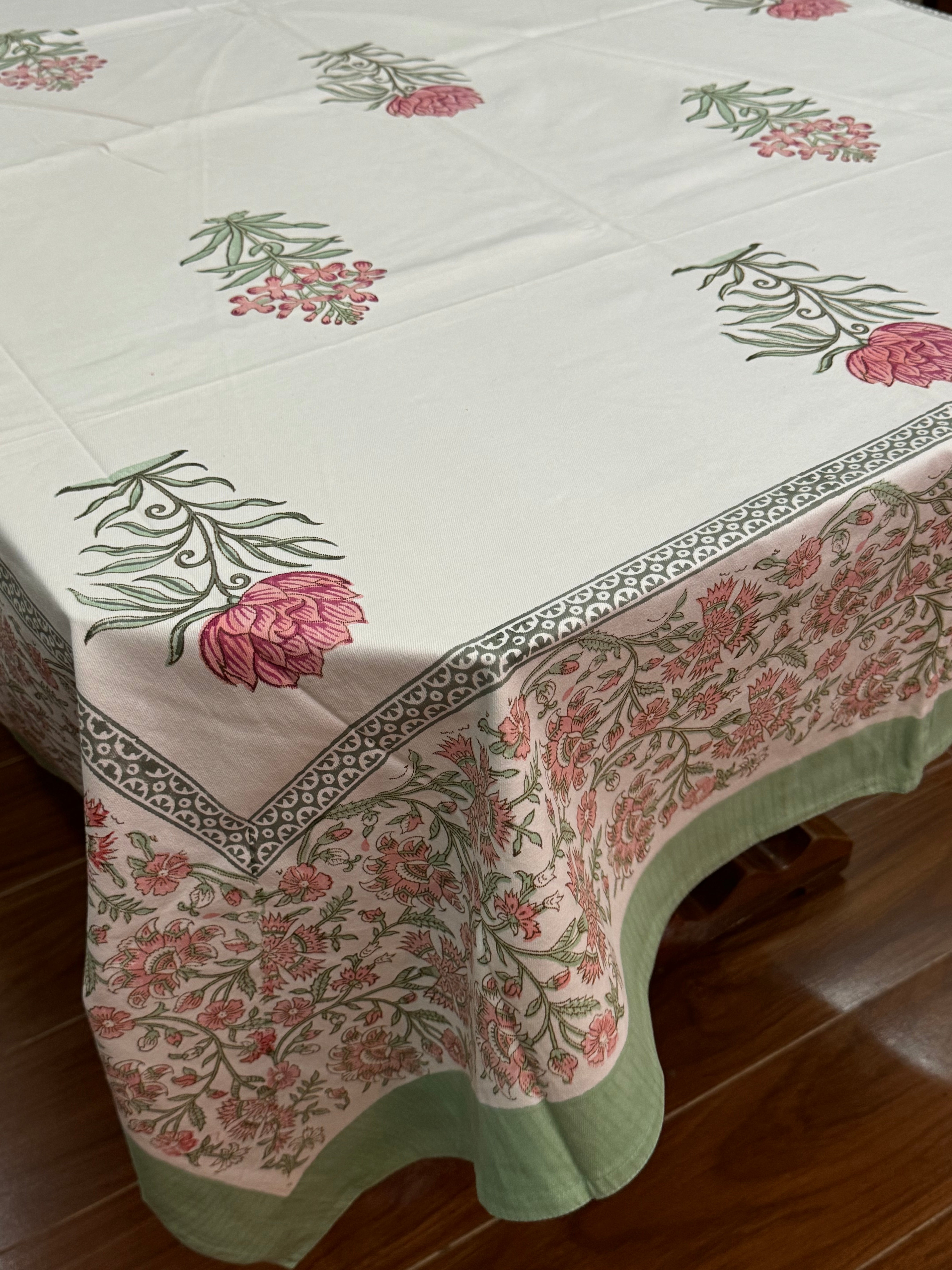 SIX SEATER HANDBLOCK PRINTED TABLECLOTH