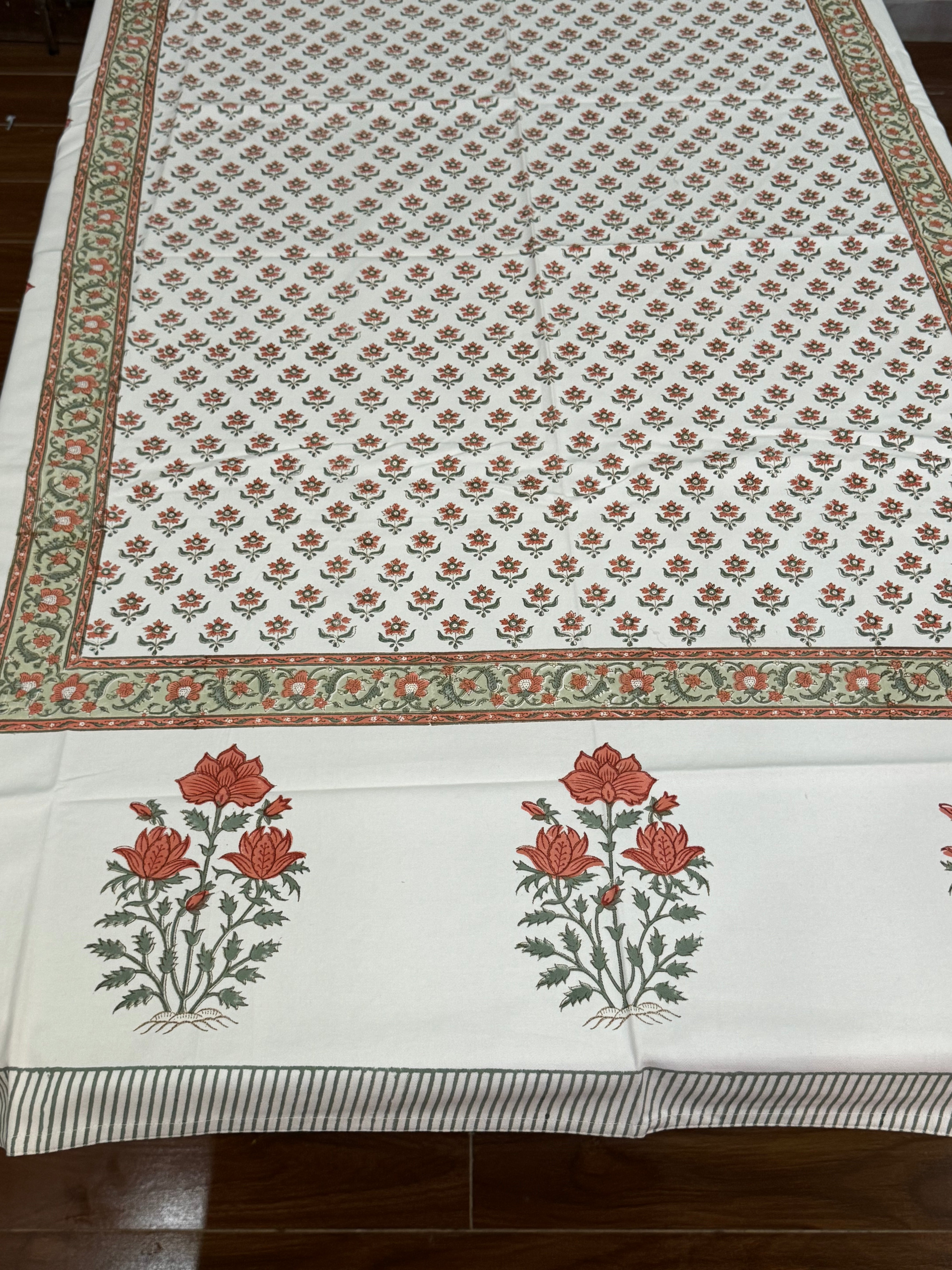 SIX SEATER HANDBLOCK PRINTED TABLECLOTH