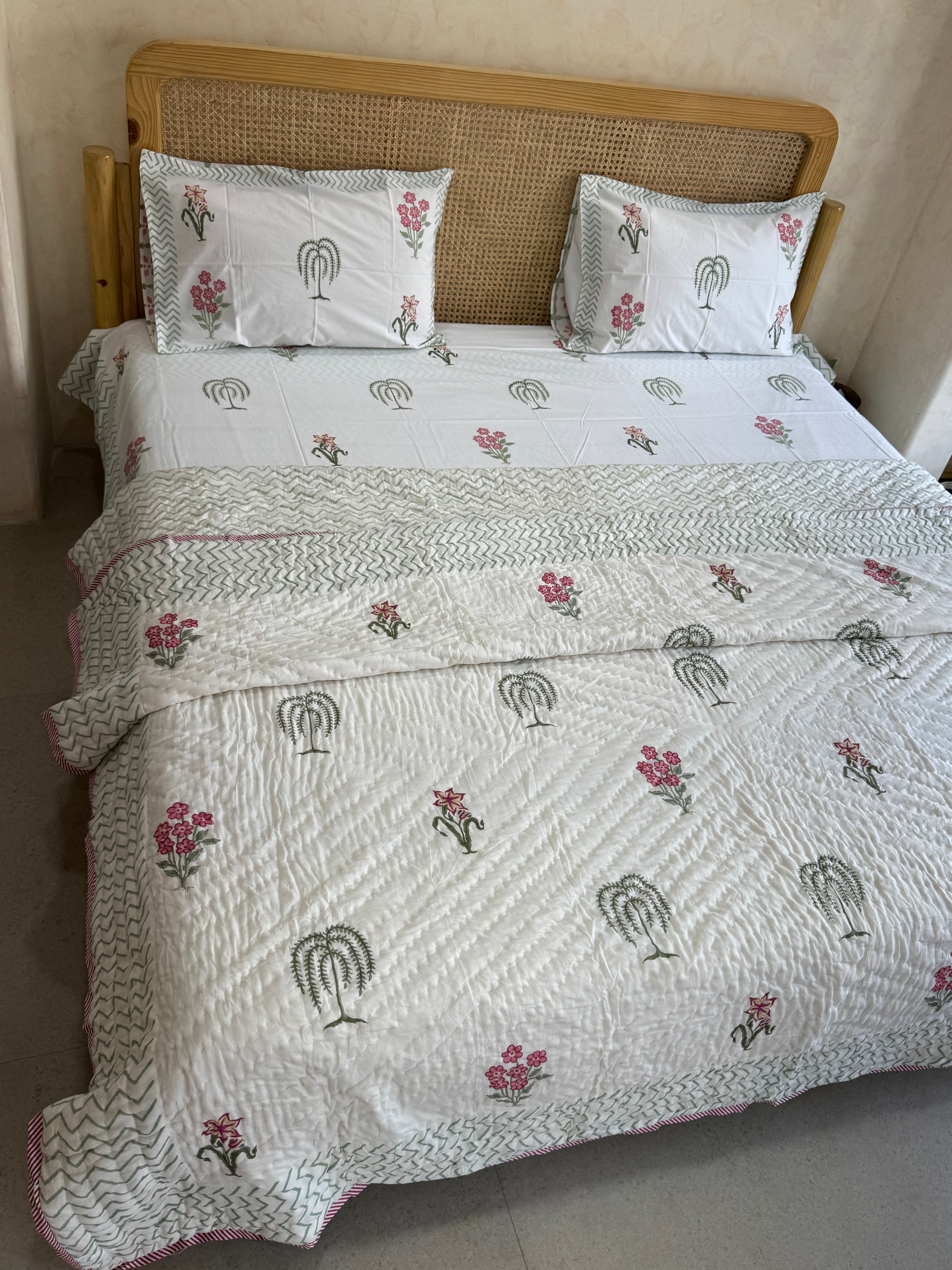 BLUSH BLOOM HANDBLOCK PRINTED BEDDING