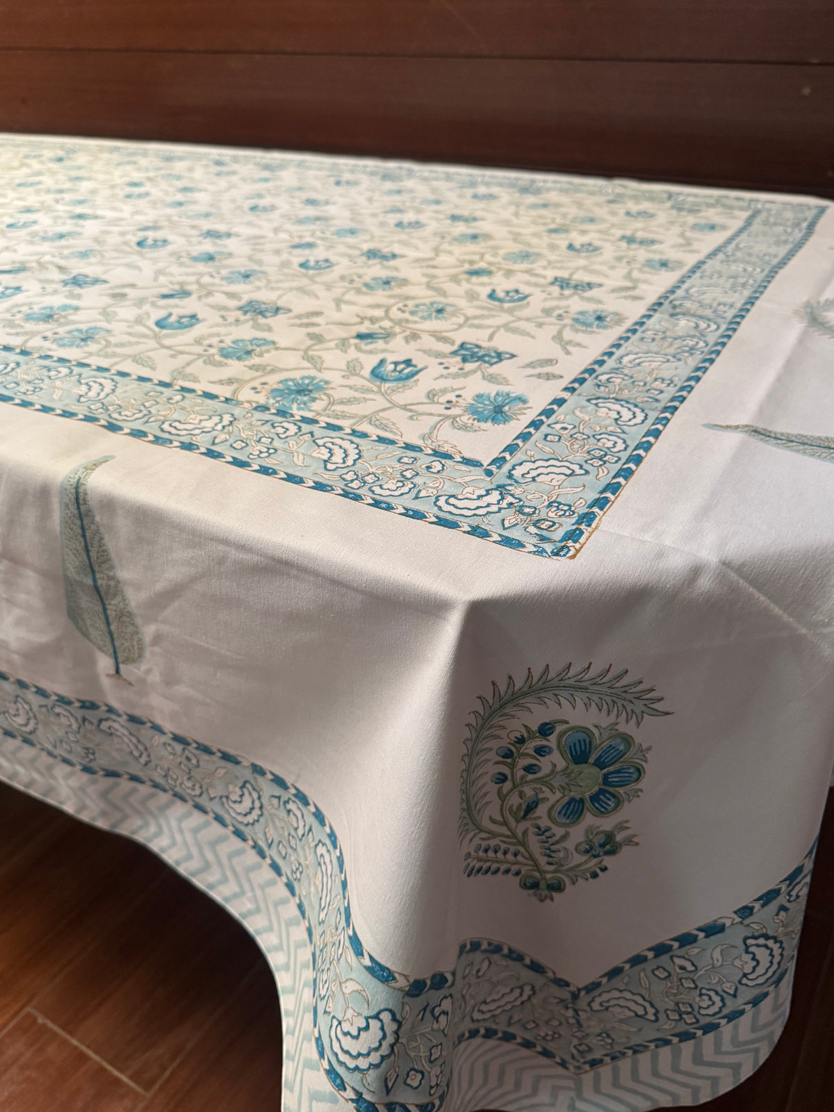 SIX SEATER HANDBLOCK PRINTED TABLECLOTH
