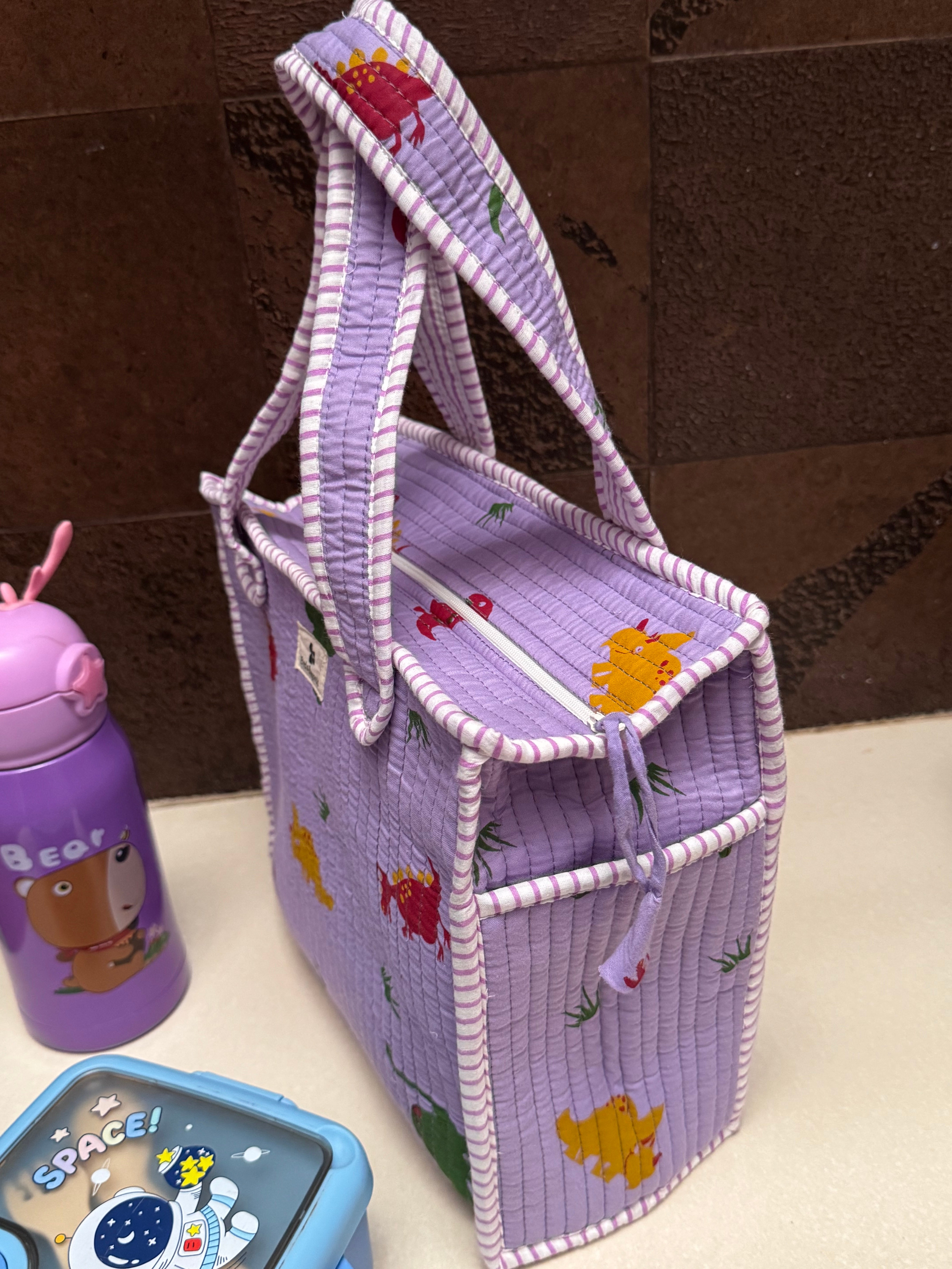 KIDS PRINT MINI TOTE BAG WITH ZIP