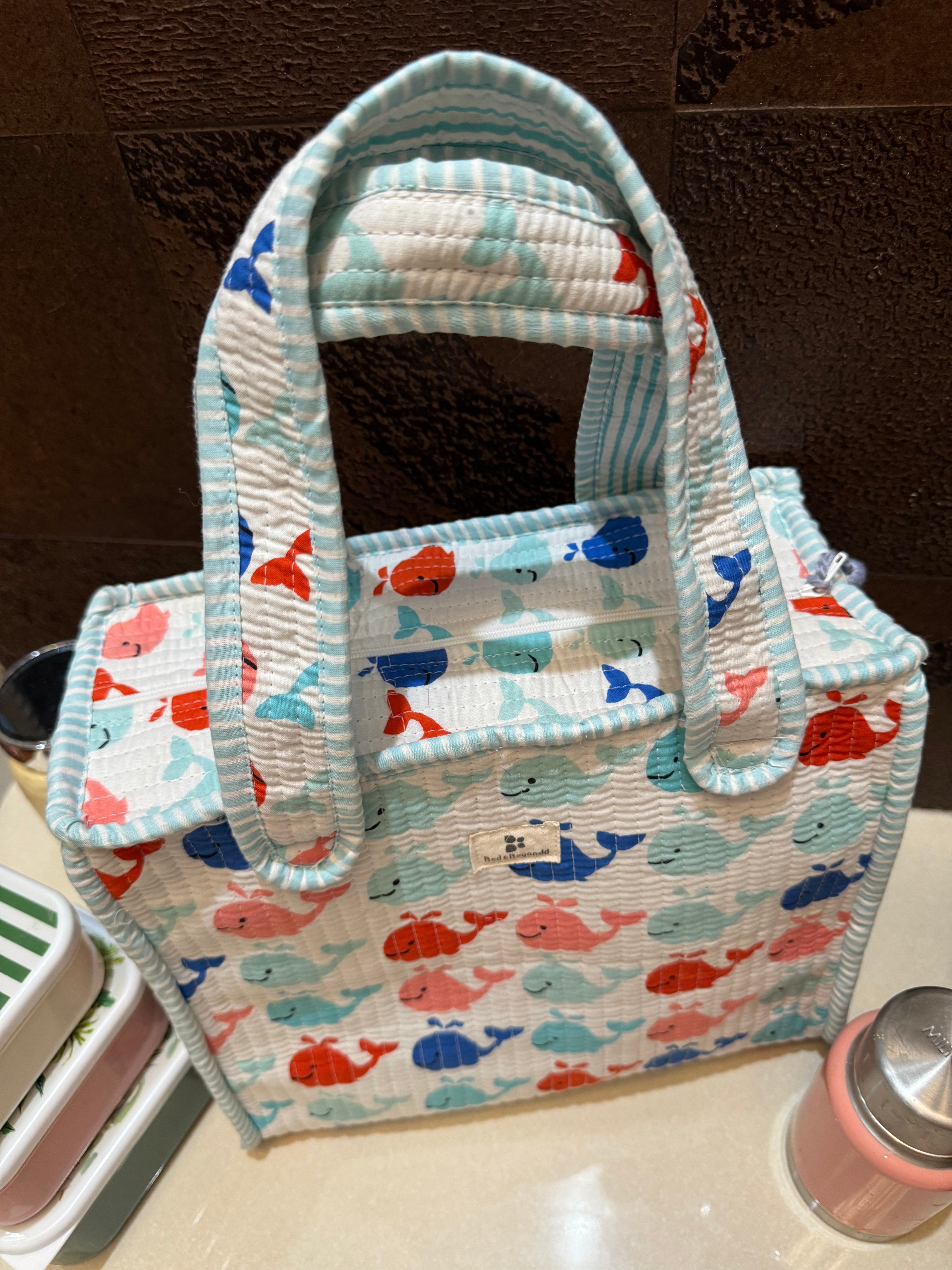 KIDS PRINT MINI TOTE BAG WITH ZIP