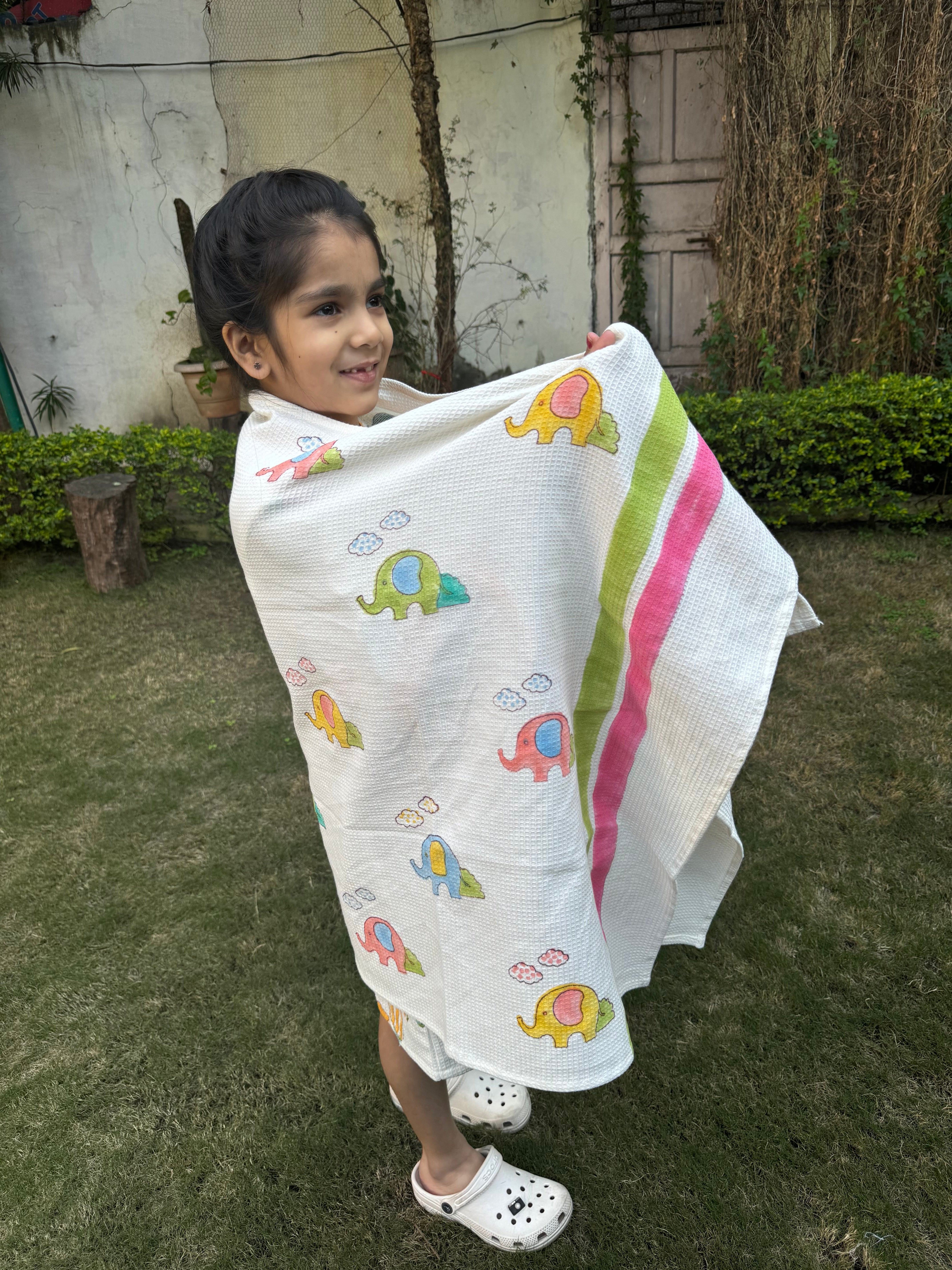 HAND BLOCK PRINTED KIDS BATH TOWEL