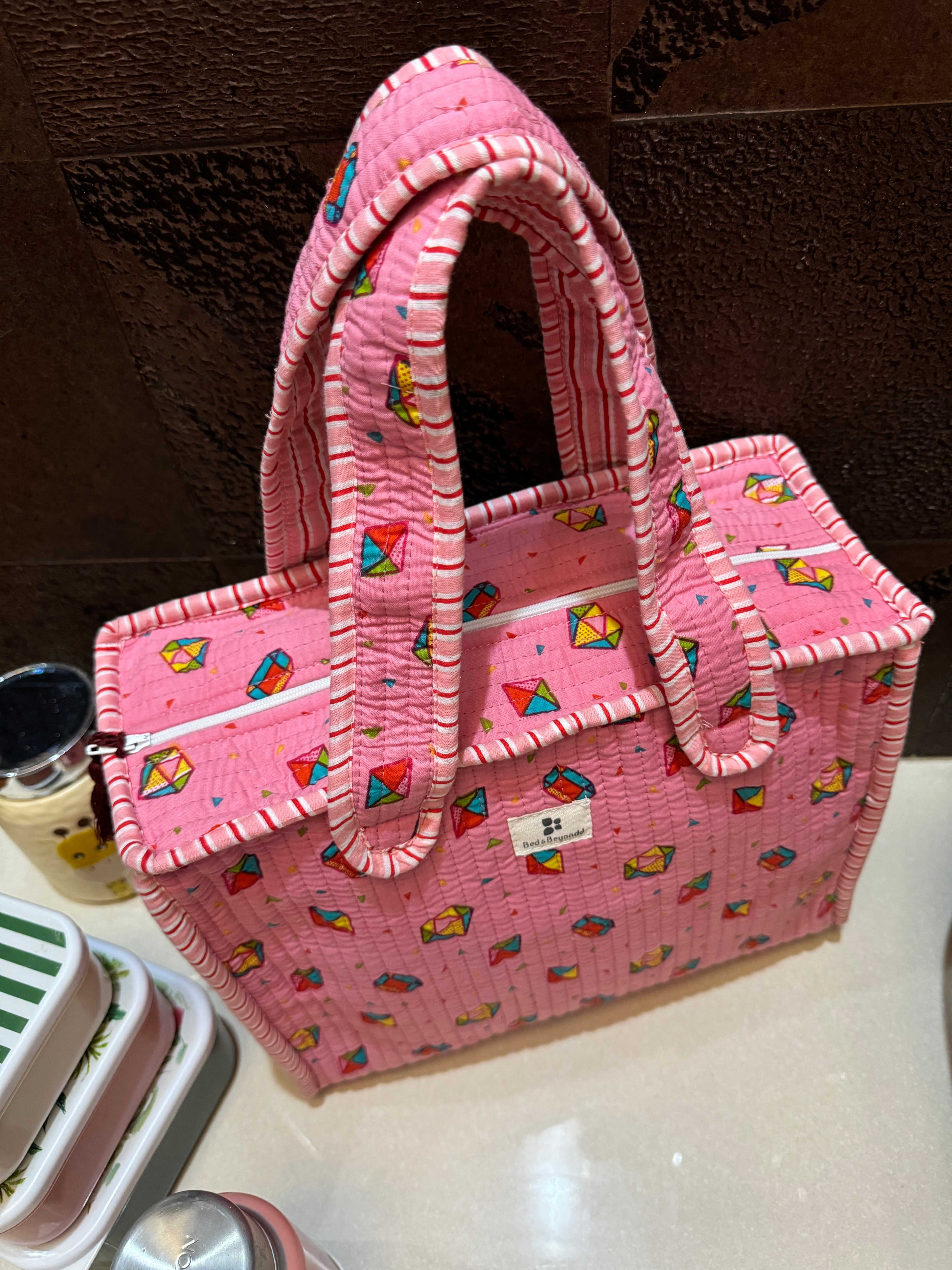 KIDS PRINT MINI TOTE BAG WITH ZIP