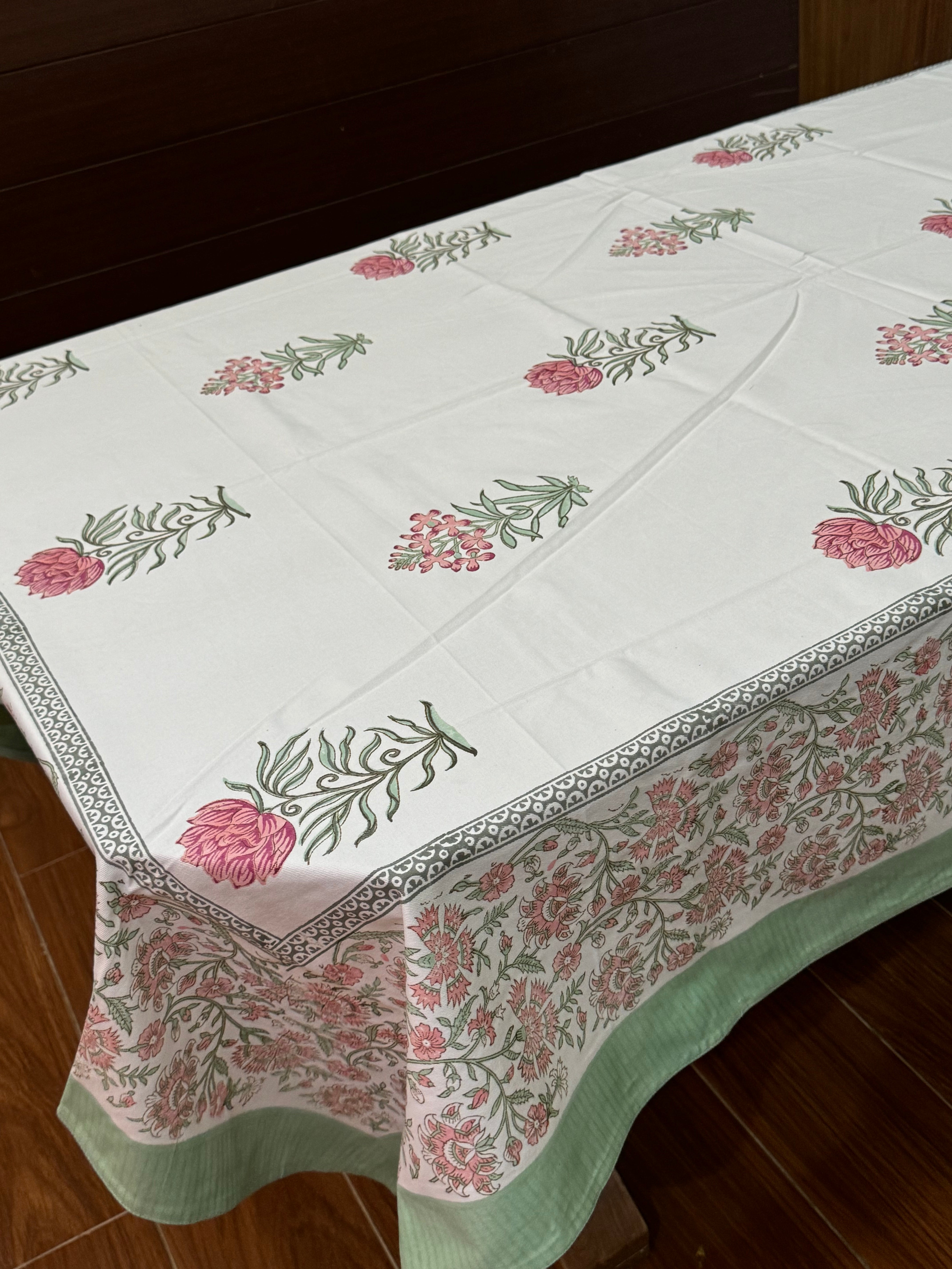 SIX SEATER HANDBLOCK PRINTED TABLECLOTH