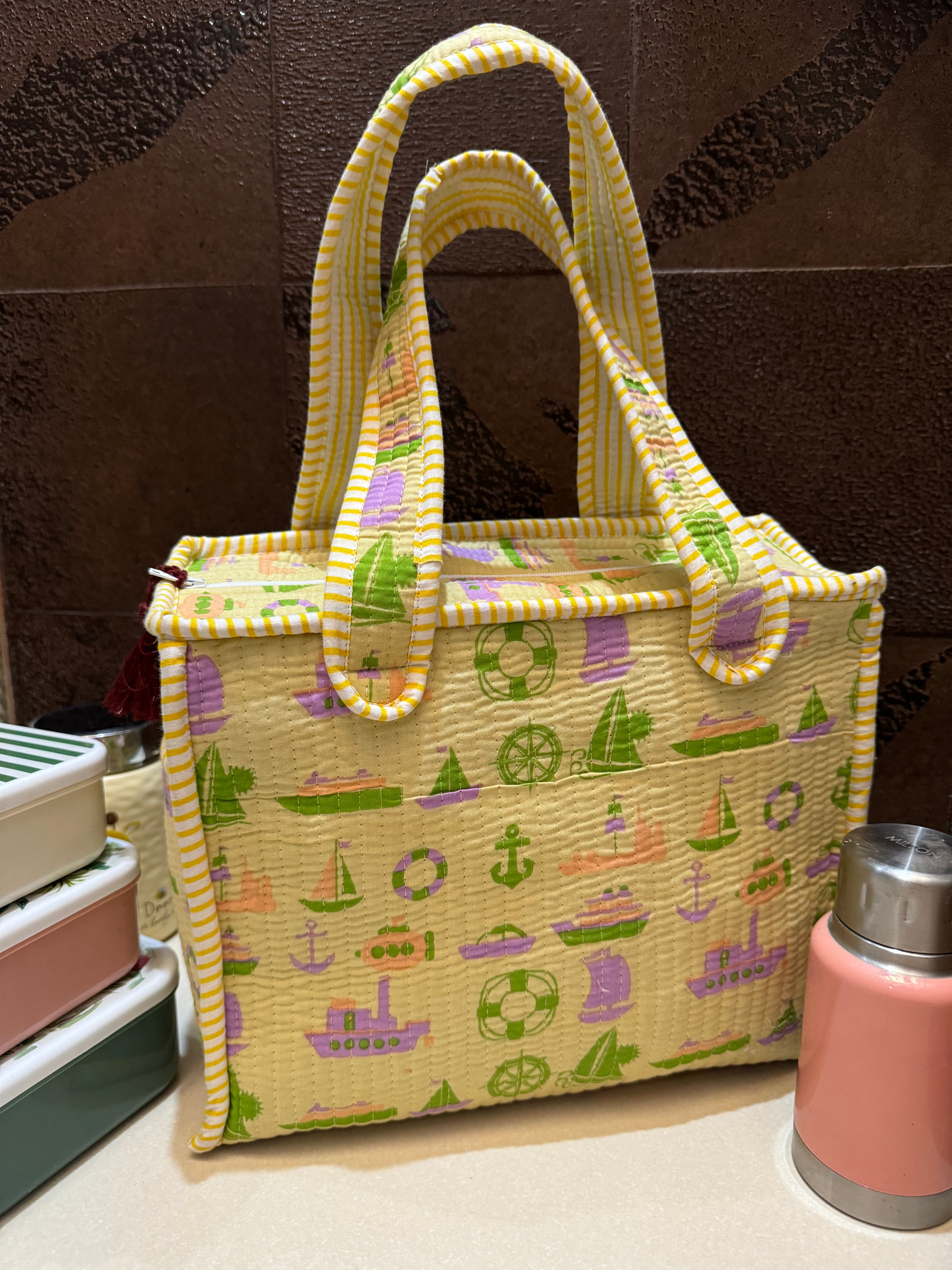 KIDS PRINT MINI TOTE BAG WITH ZIP