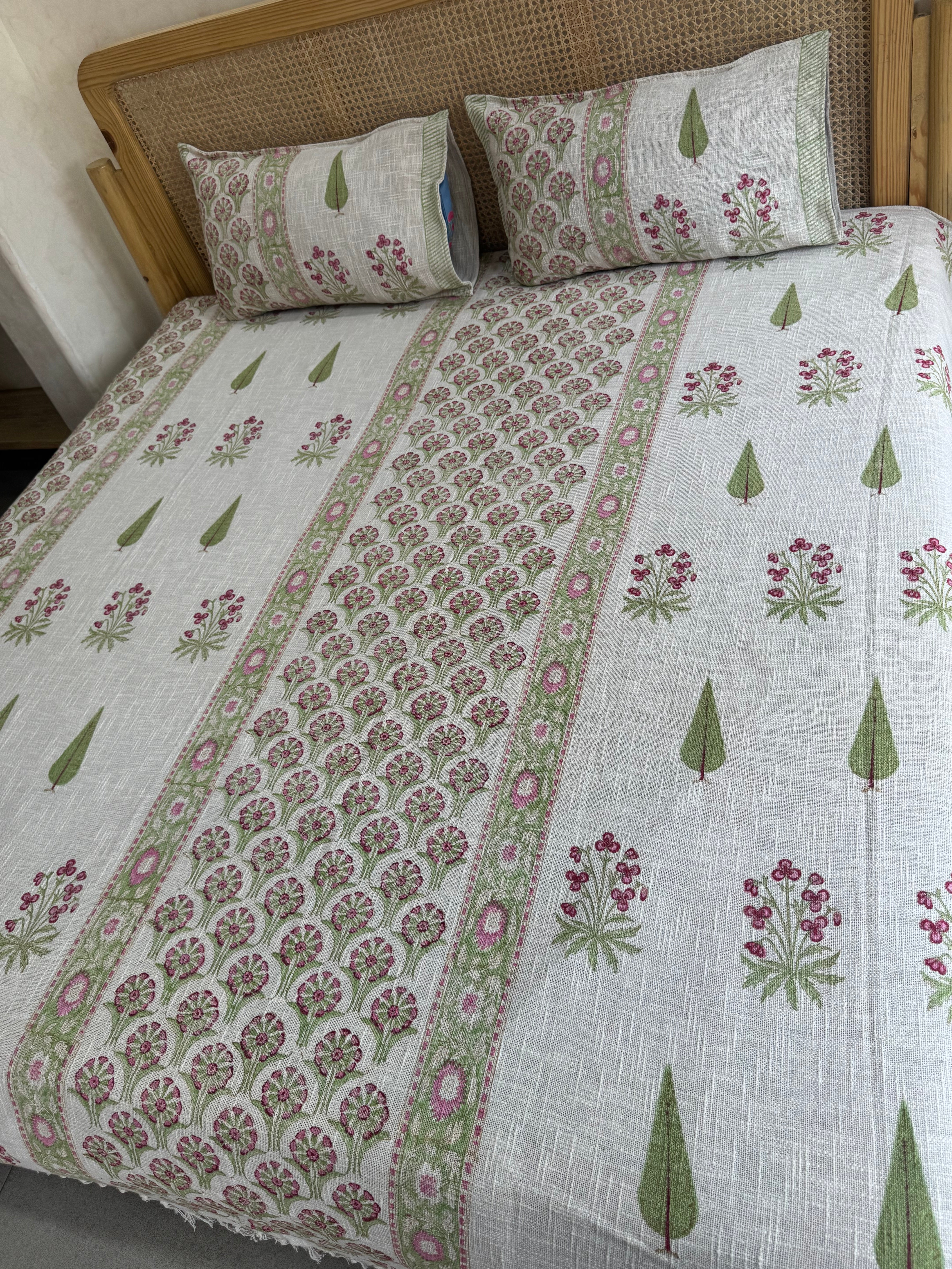 HAND BLOCK PRINTED JUTE BEDCOVER - 108 by 108 INCHES