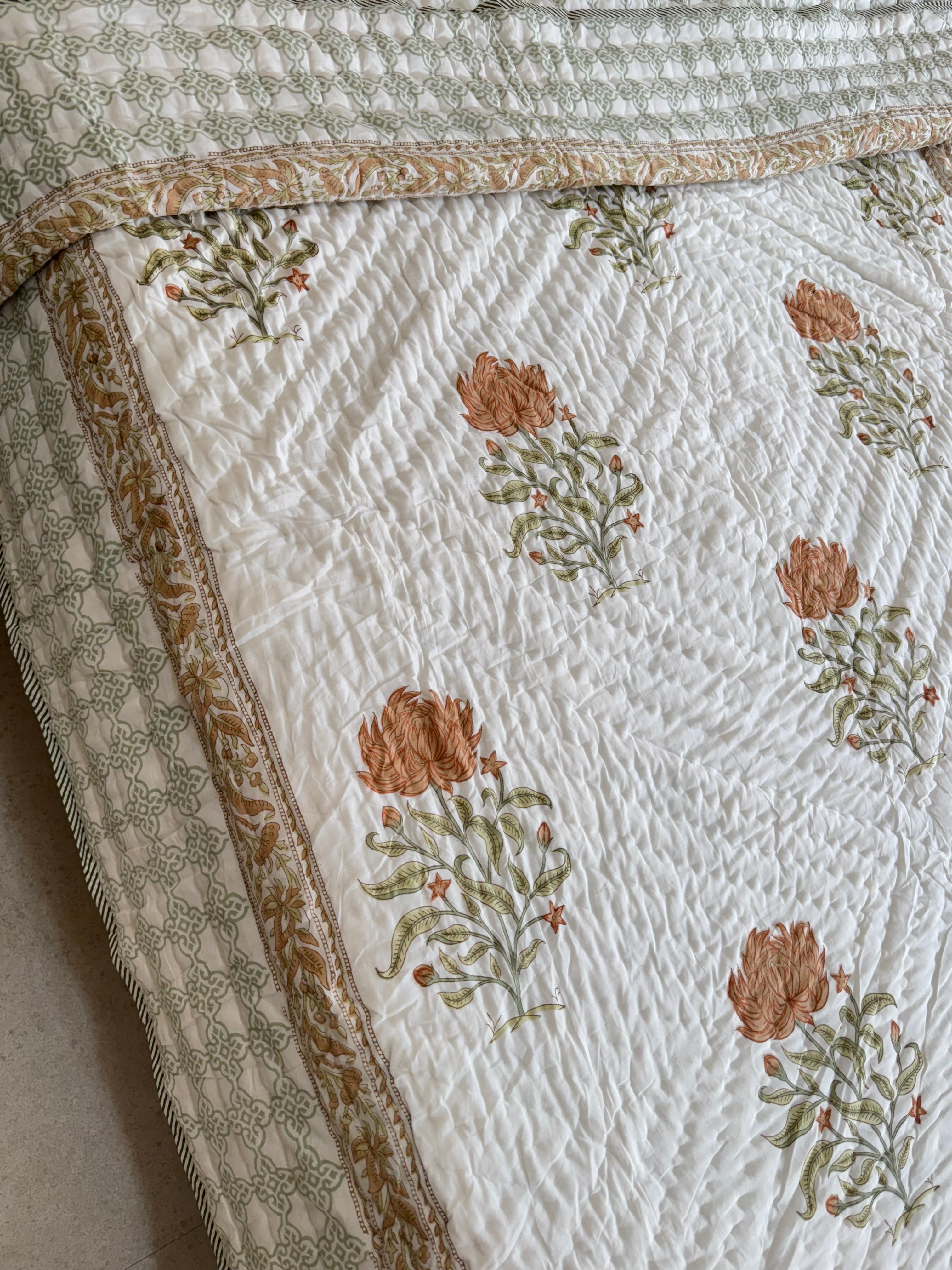 KUNDAN HANDBLOCK PRINTED SINGLE QUILT