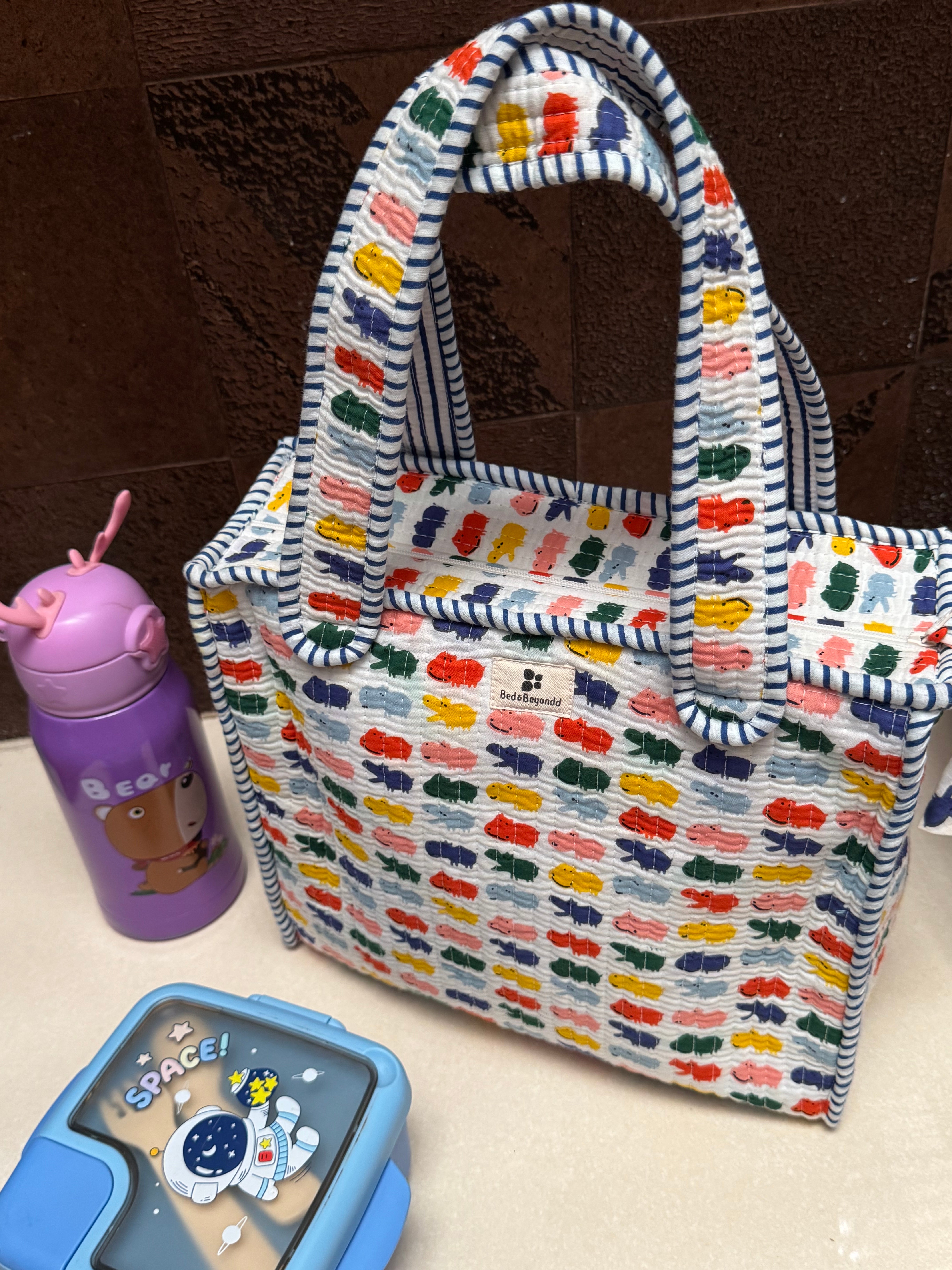 KIDS PRINT MINI TOTE BAG WITH ZIP