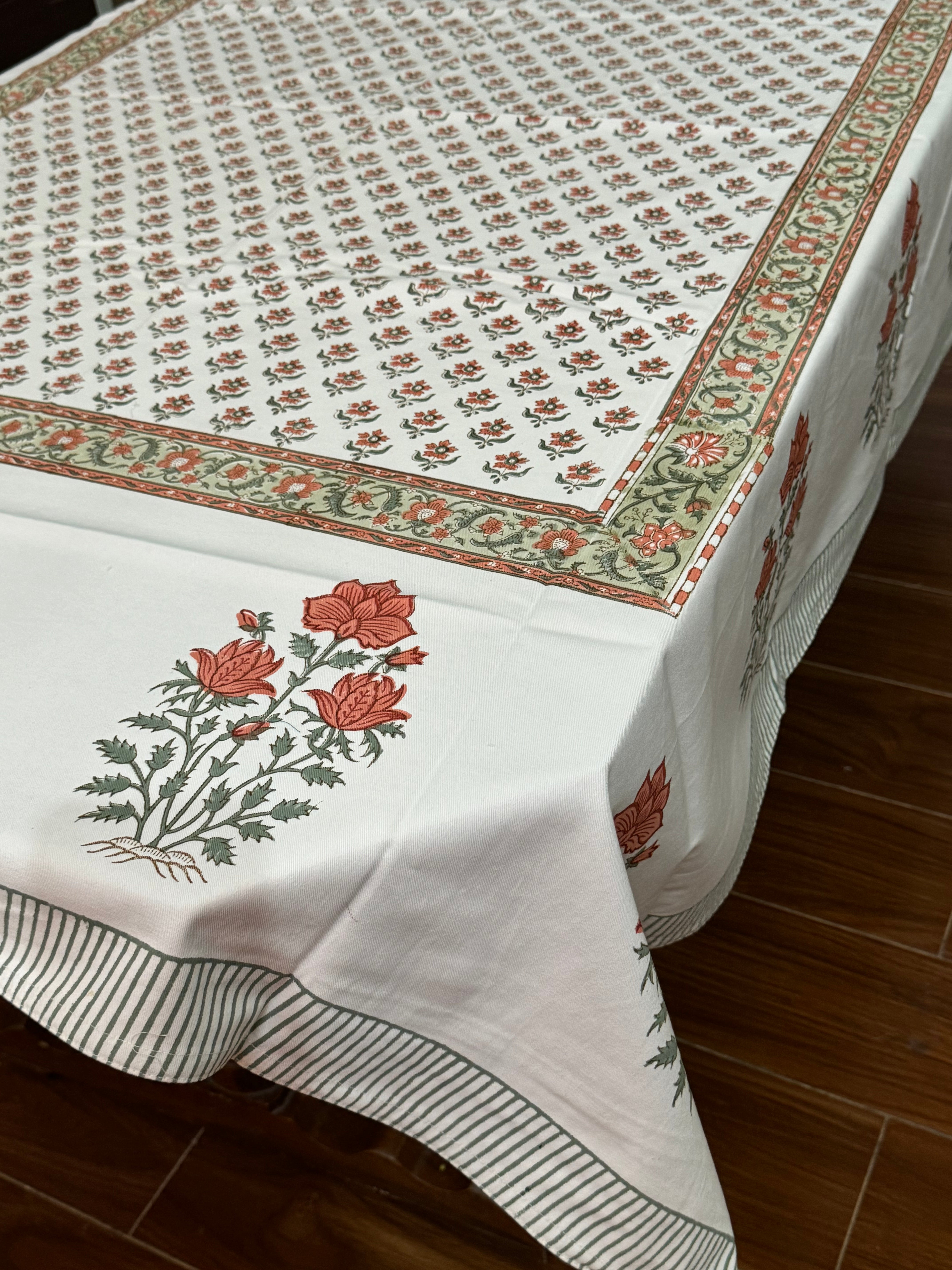 SIX SEATER HANDBLOCK PRINTED TABLECLOTH