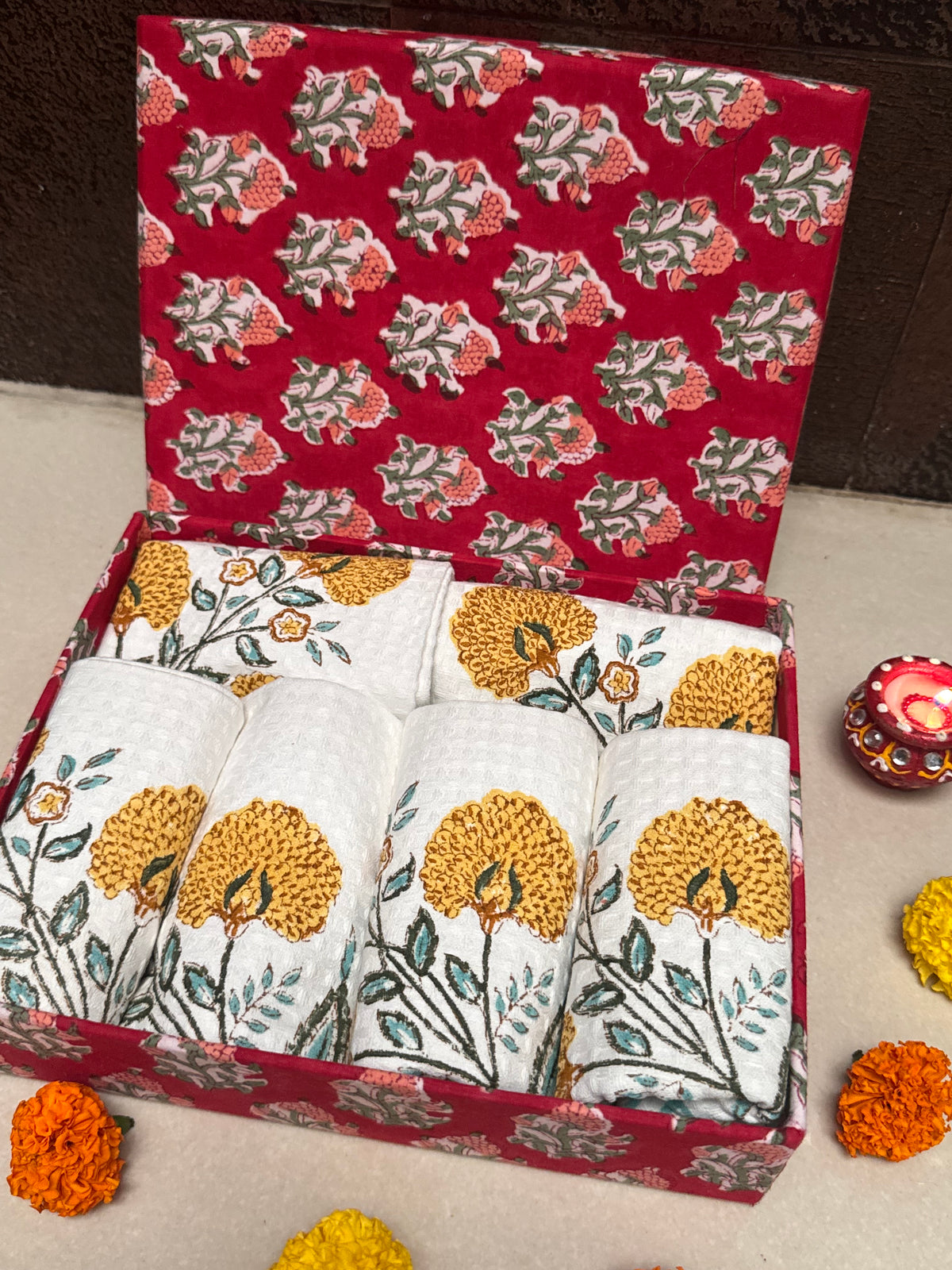 HANDBLOCK PRINTED GIFT BOX - FACE TOWEL SETS