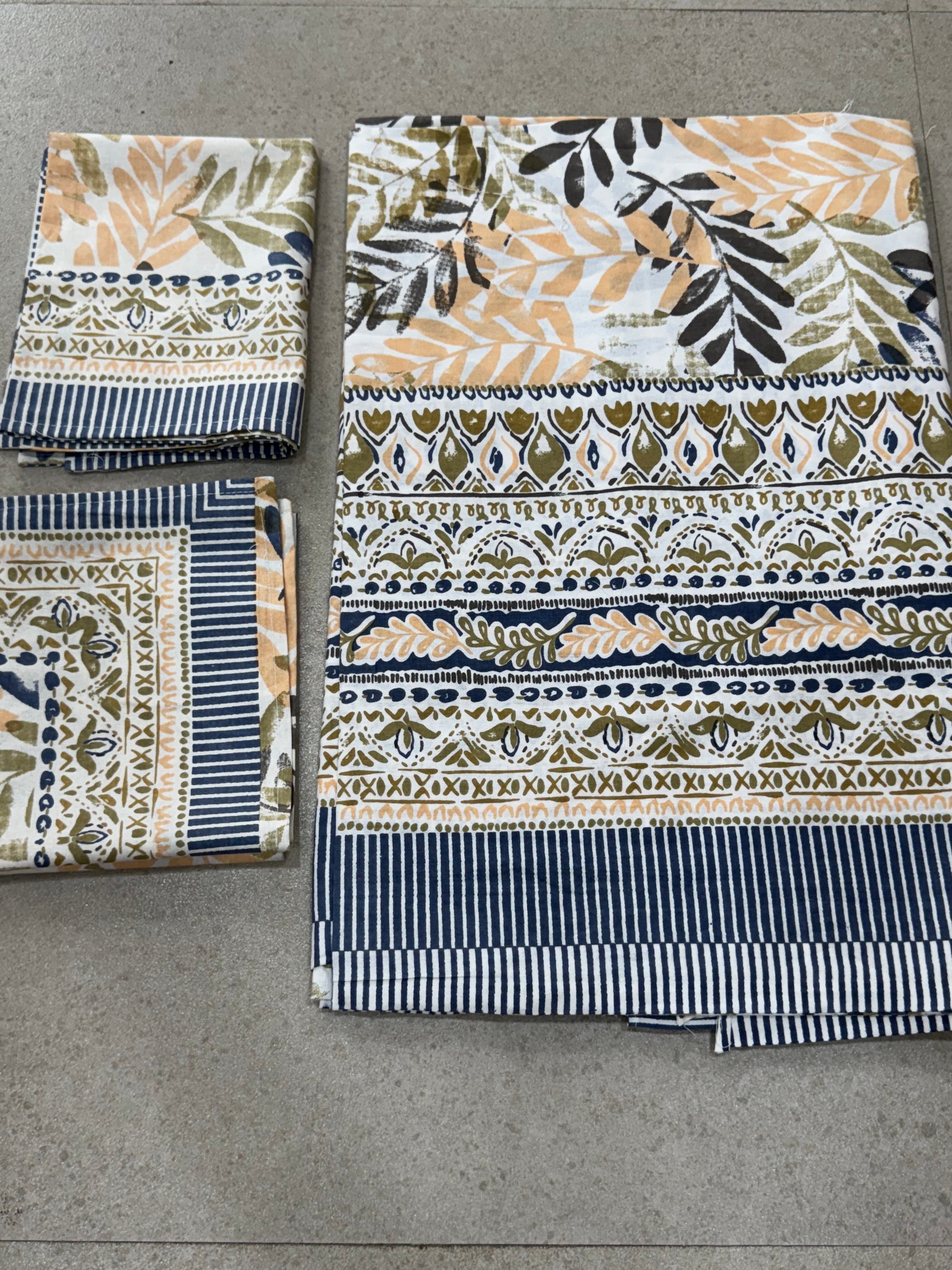 PURE COTTON BEDSHEET WITH TWO PILLOW CASES