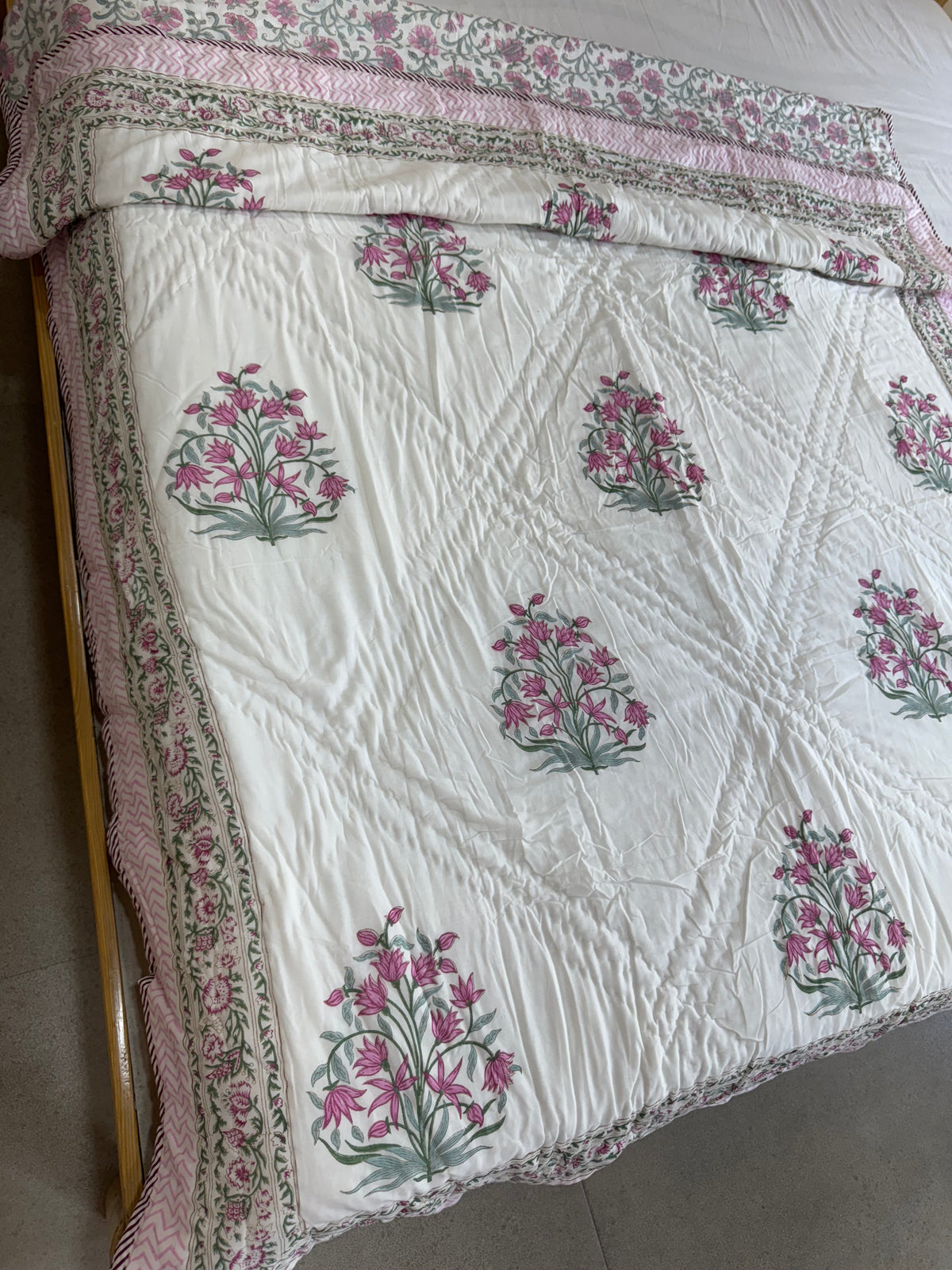 HANDBLOCK PRINTED SINGLE QUILT