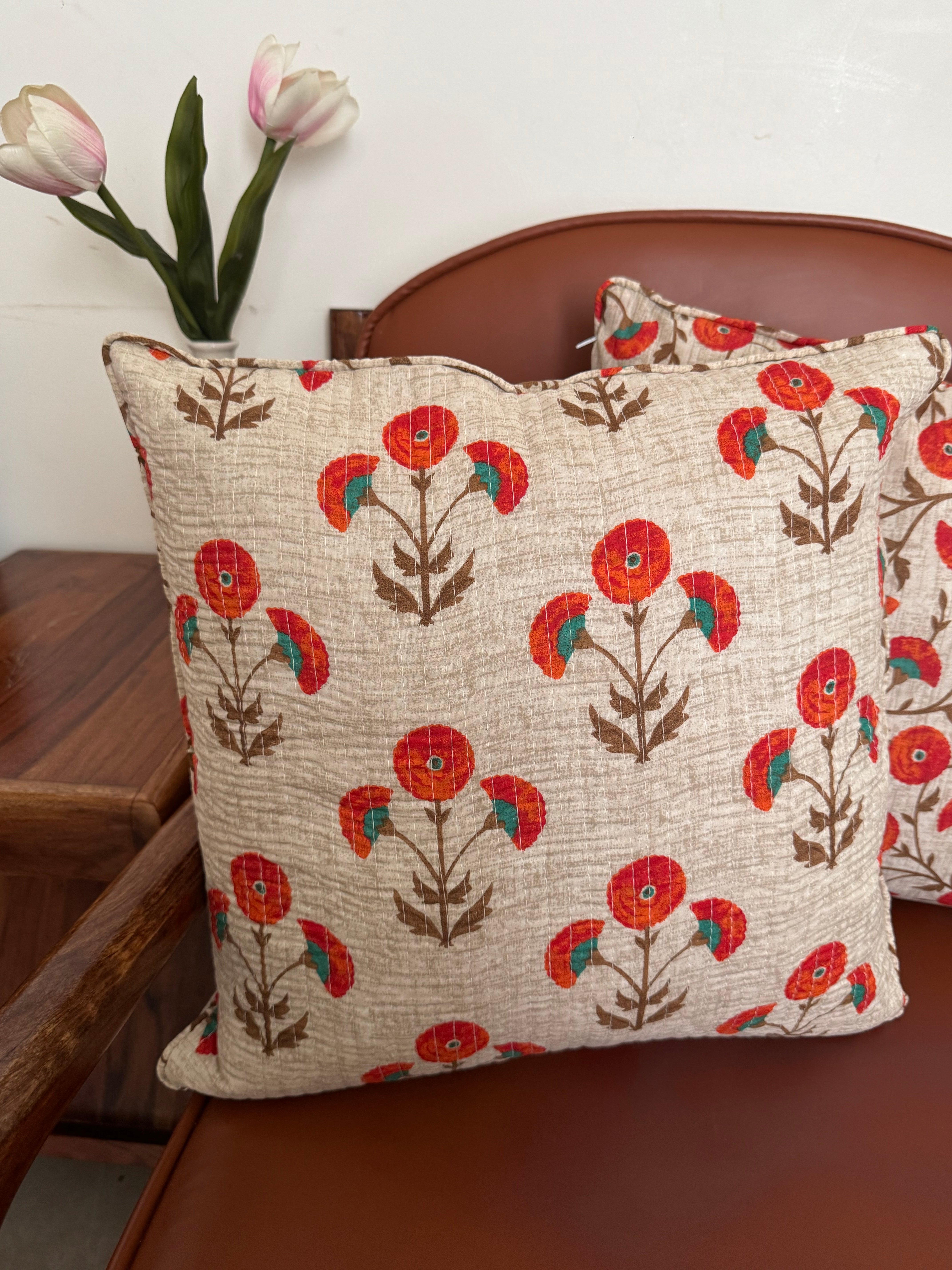 KANAK - SINGLE PIECE QUILTED 16 BY 16 INCHES CUSHION COVERS