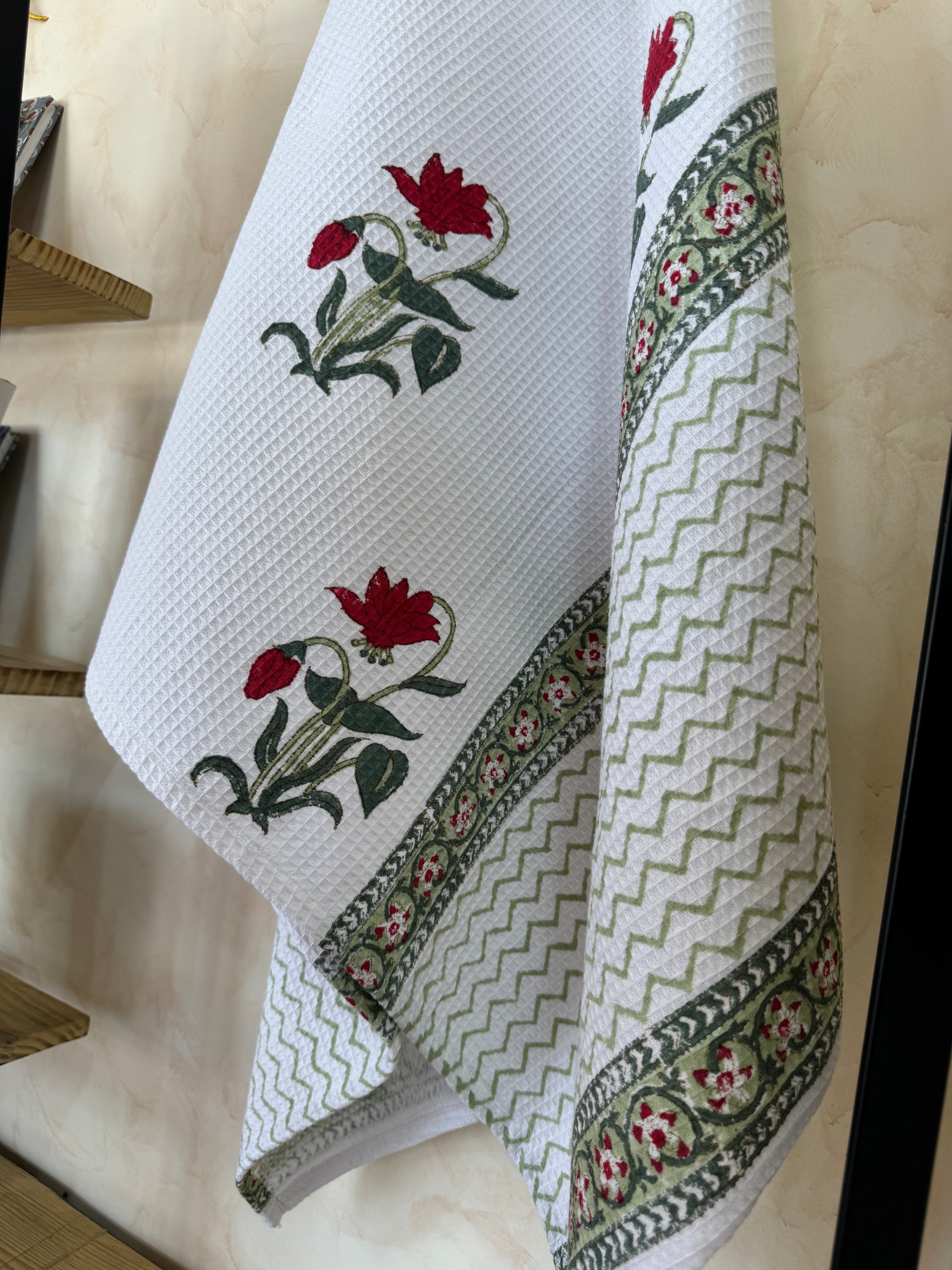 RED SCARLET HANDBLOCK PRINTED BODY / HAND TOWEL / NAPKIN