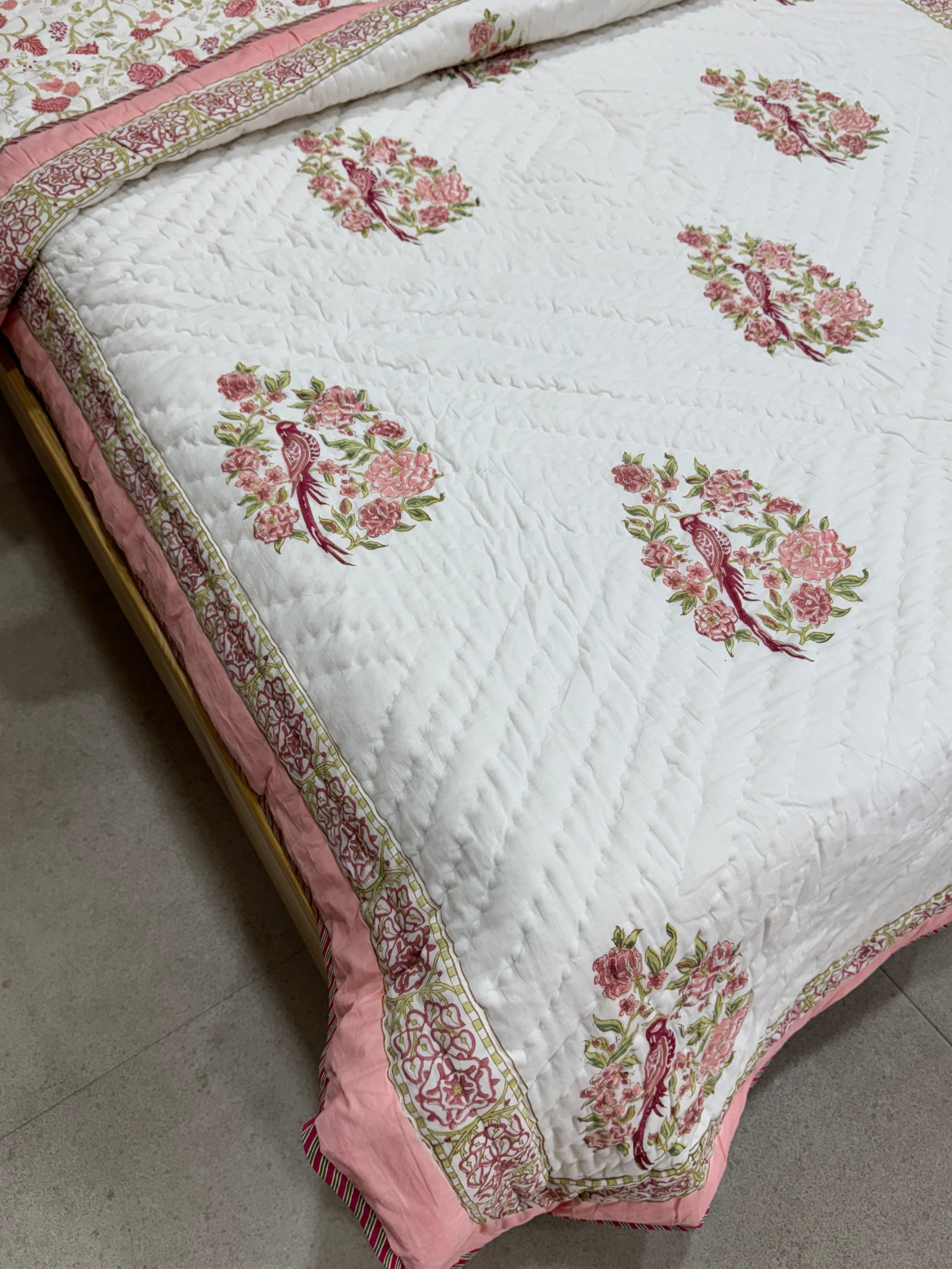 HANDBLOCK PRINTED SINGLE QUILT