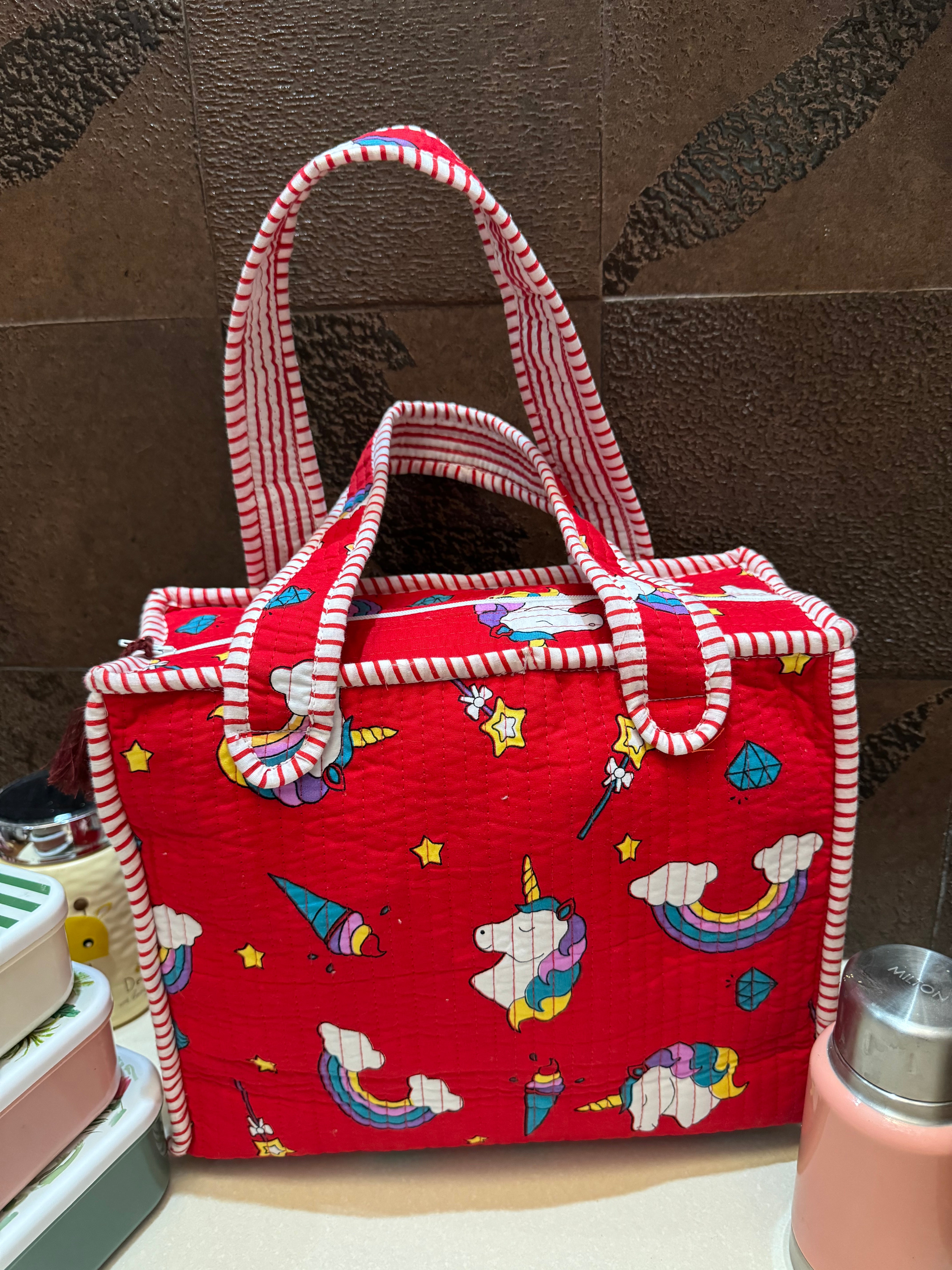 KIDS PRINT MINI TOTE BAG WITH ZIP